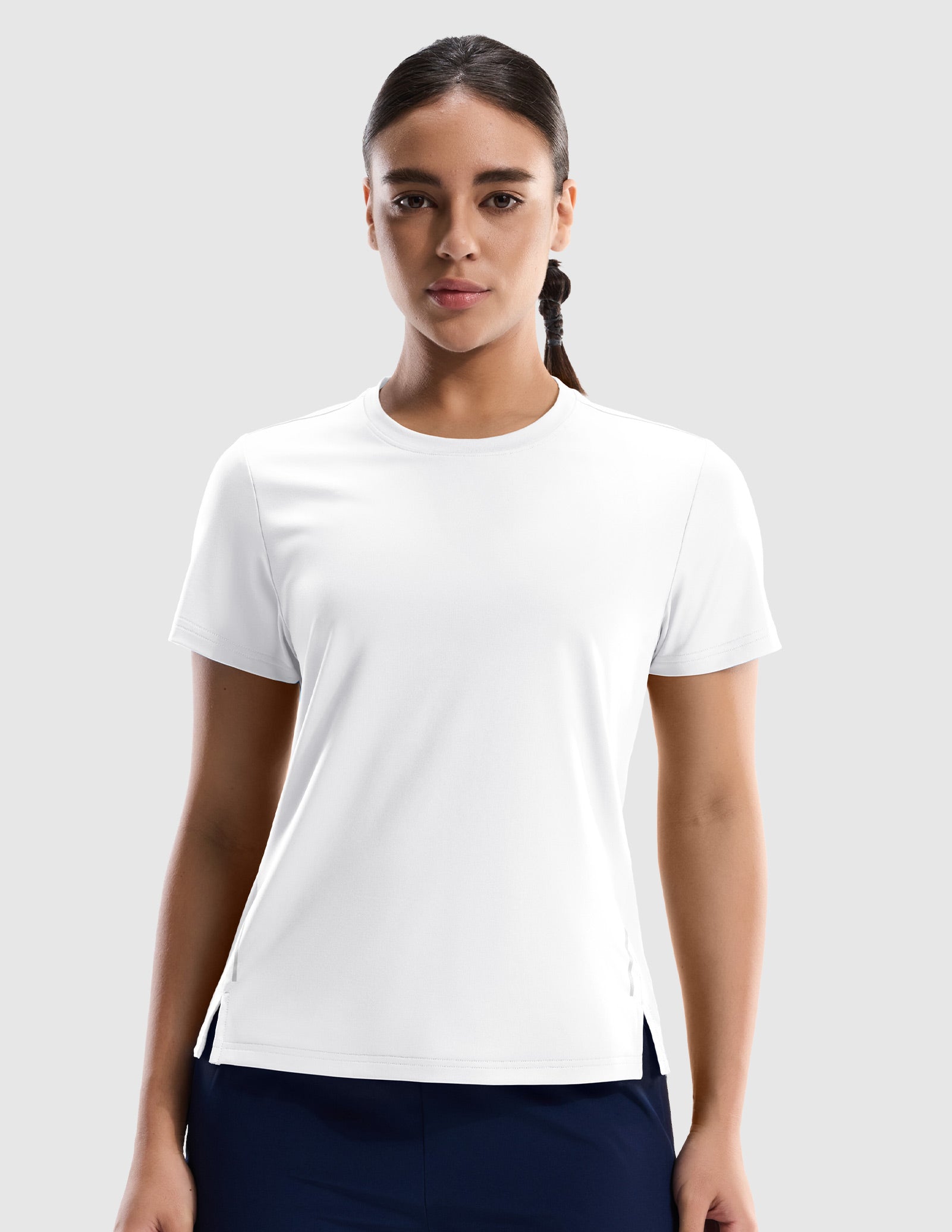 MIER Women’s Running Shirt COOLMAX Quick-Dry Workout Tee Women Active Shirt White / XS