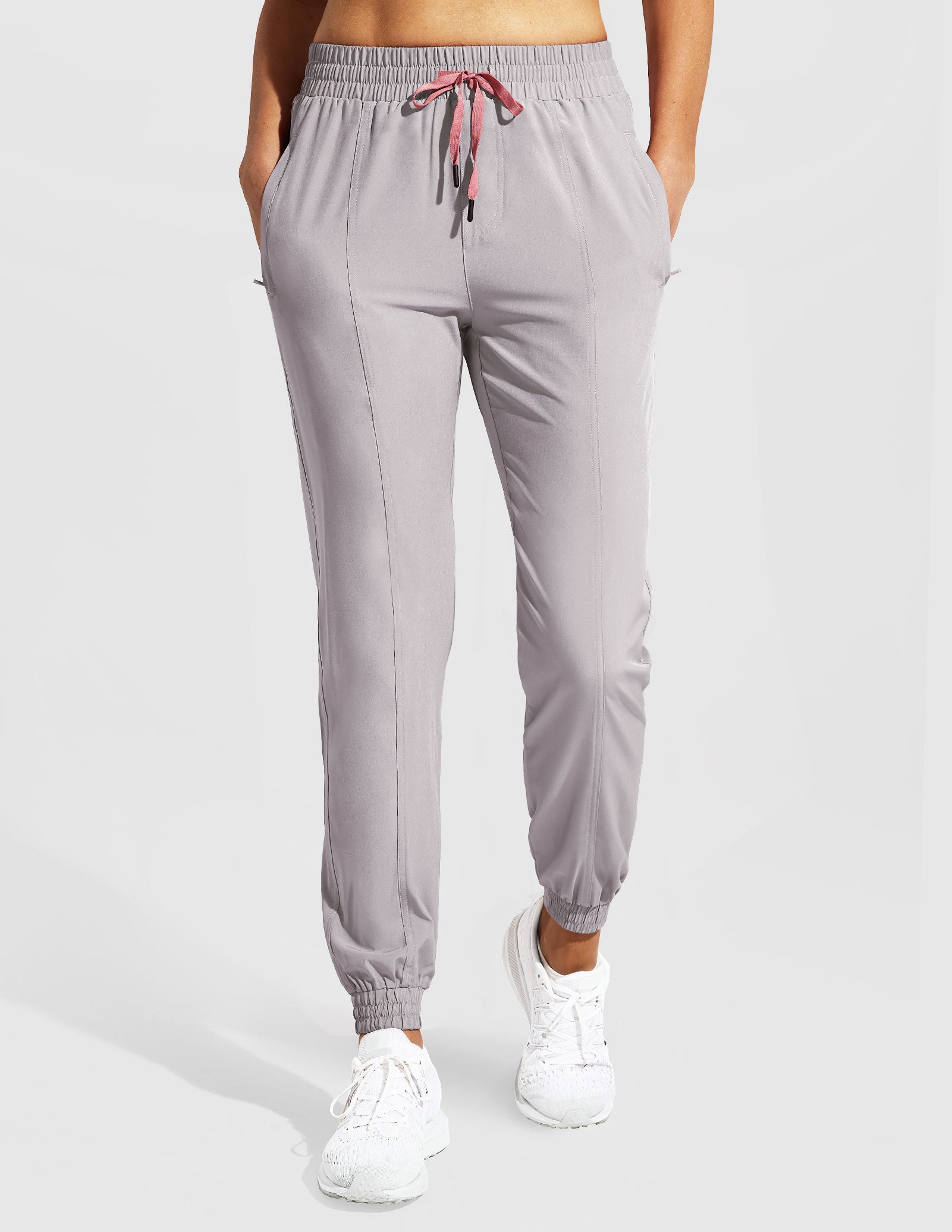 MIER Women's Quick Dry Running Pants Athletic Joggers with Zipper Pockets Women Active Pants Lavender Mist / XS