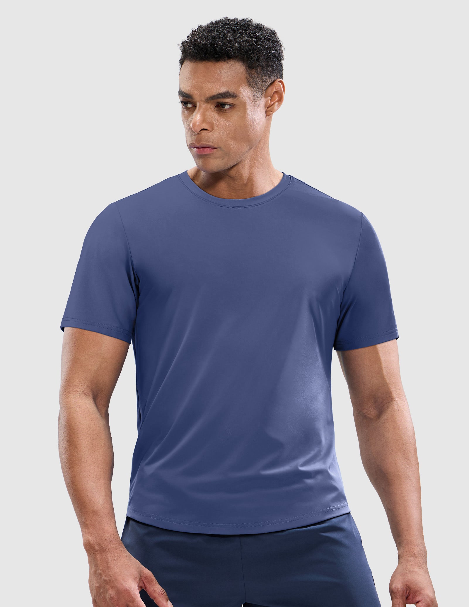 MIER Men’s Workout T-Shirt Dry Fit Short Sleeve UPF 50+ Running Tee Men's T-Shirts Dark Dusty Blue / S