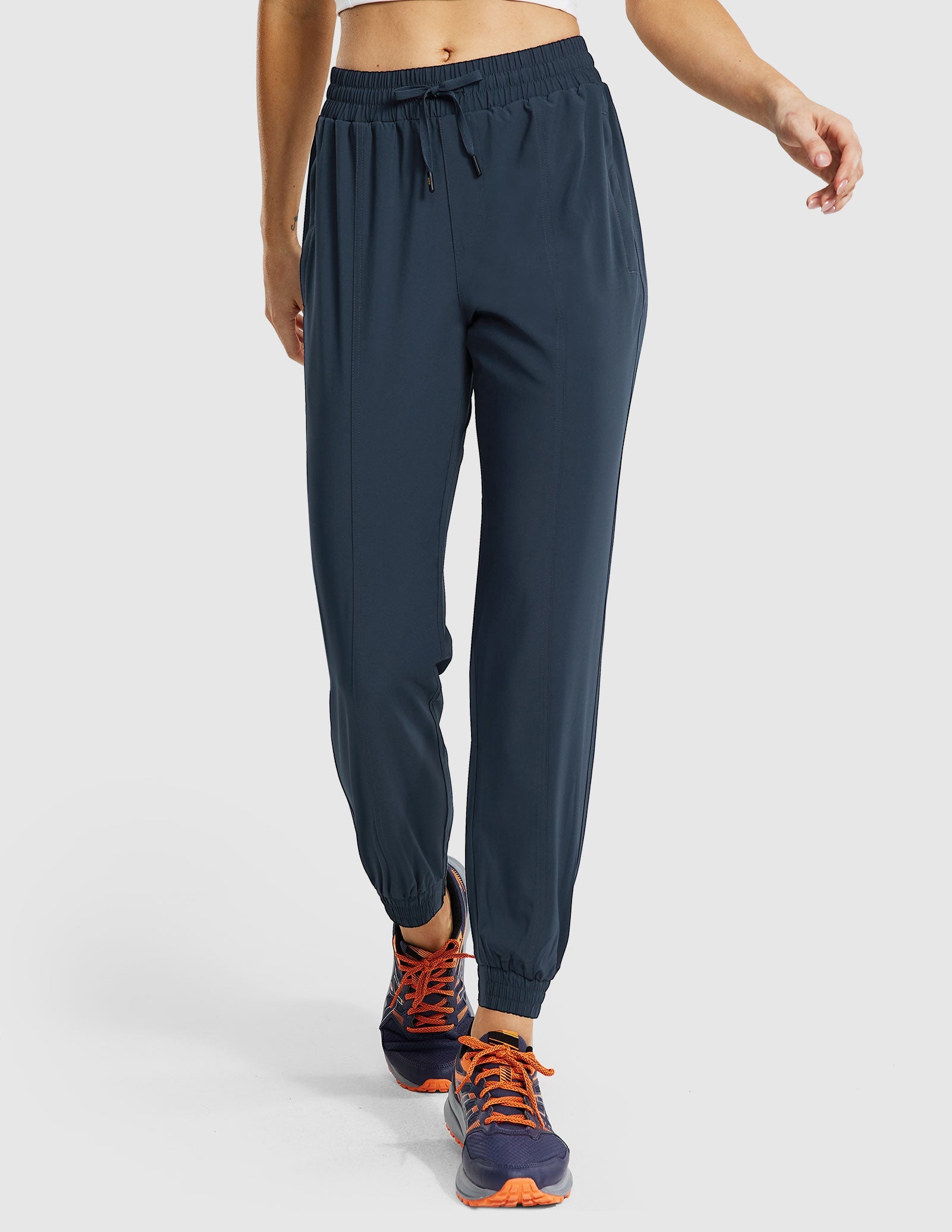 MIER Women's Quick Dry Running Pants Athletic Joggers with Zipper Pockets Women Active Pants Dark Blue / XS