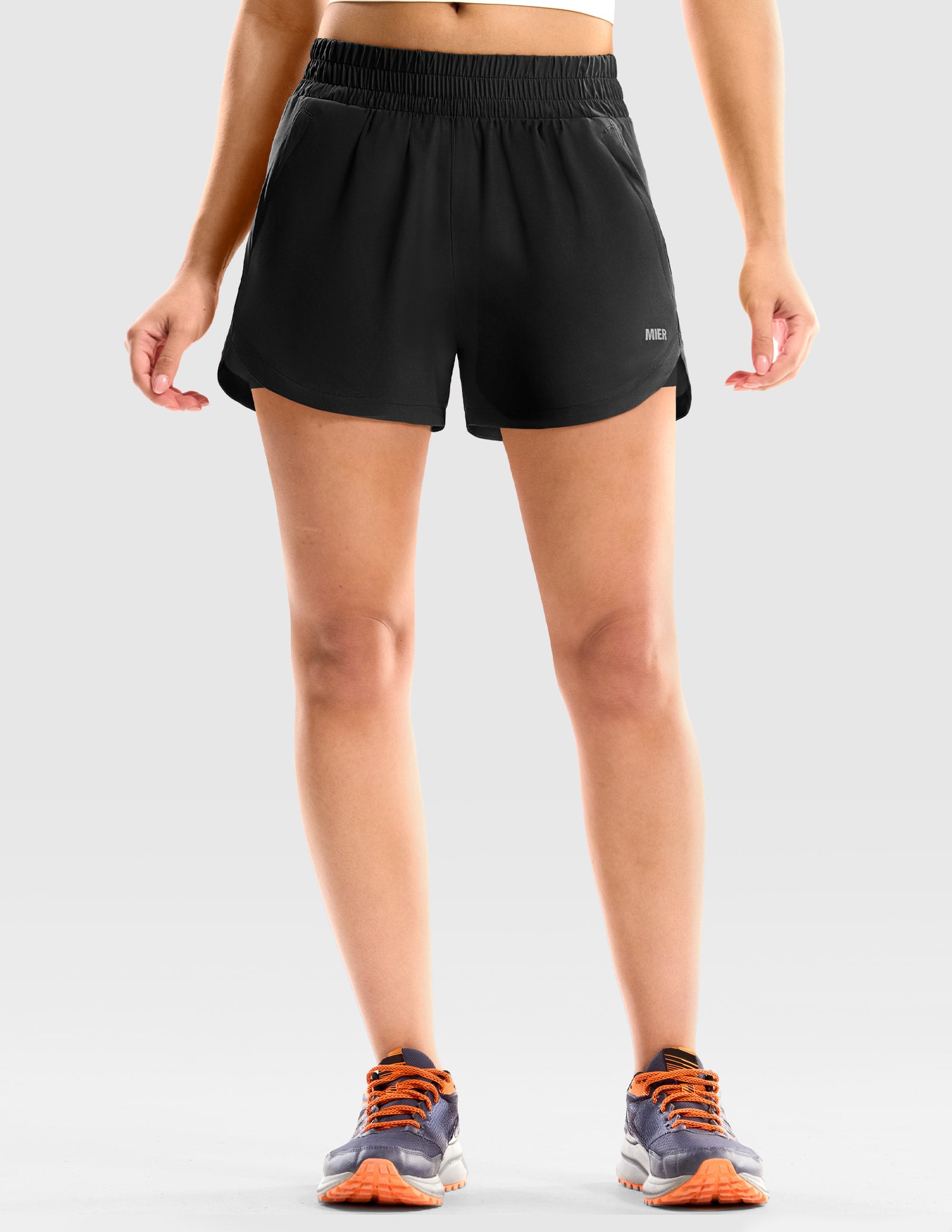 MIER Women’s 3” Running Shorts with Zipper Pockets Women Shorts Black / XS
