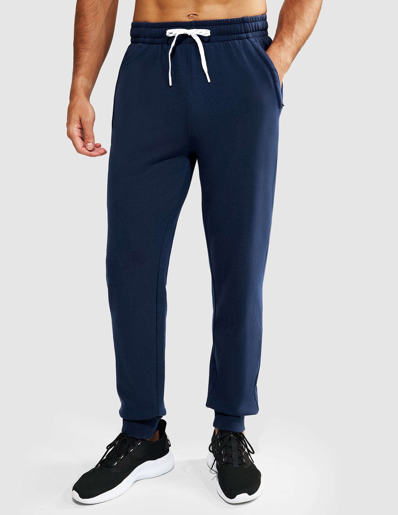 Men's Cotton Joggers Athletic Sweatpants with Pockets - Navy / S