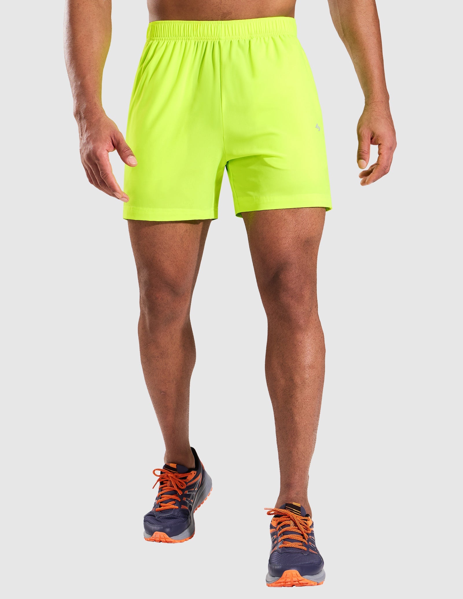 MIER Men’s 5" Athletic Running Shorts Quick Dry Workout Gym Shorts 3 Pockets Men's Shorts Neon Green / XS