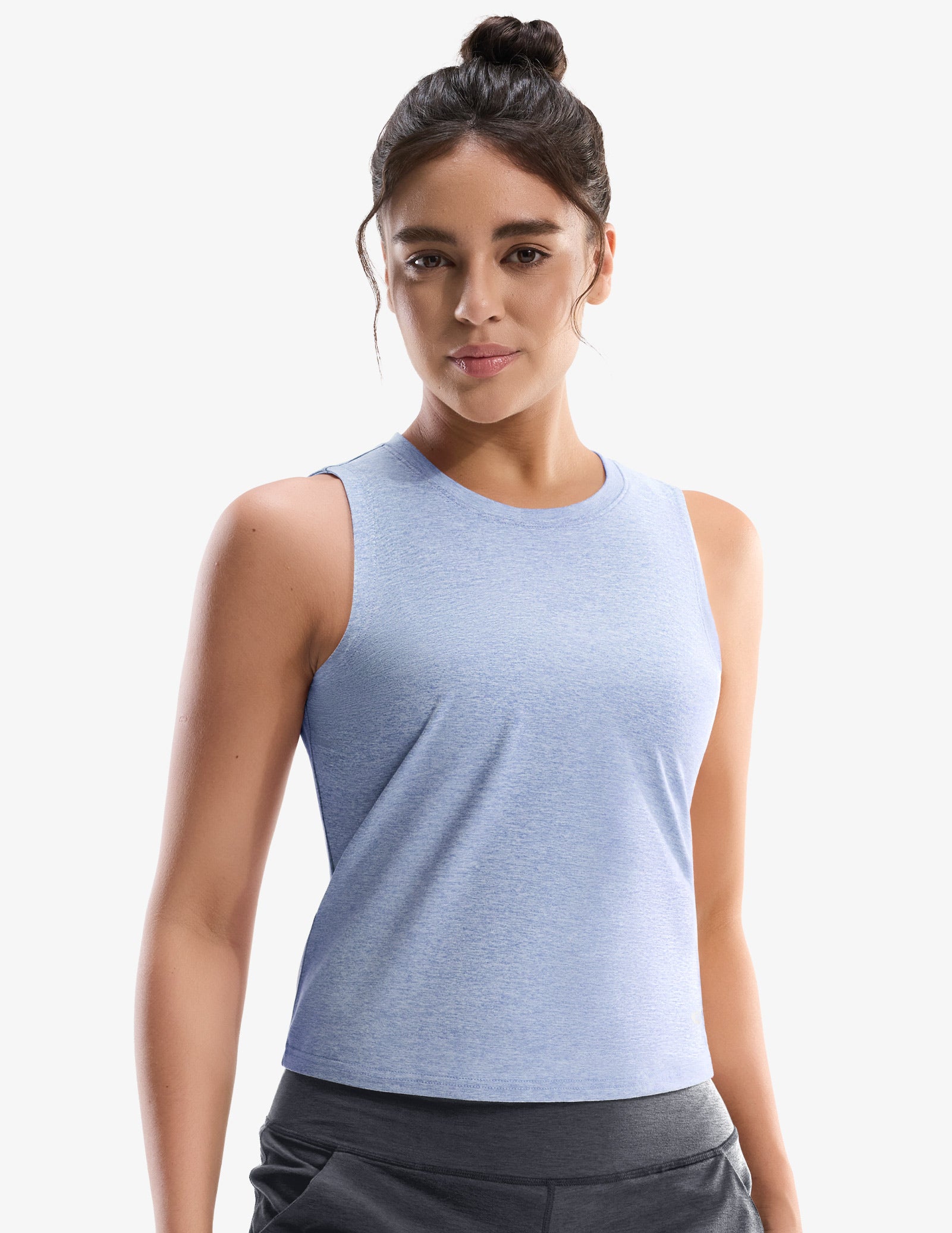 MIER Women’s Buttery-Soft Skimmer Tank Top High-Hip Workout Shirt Women Active Shirt Heather Blue / XS