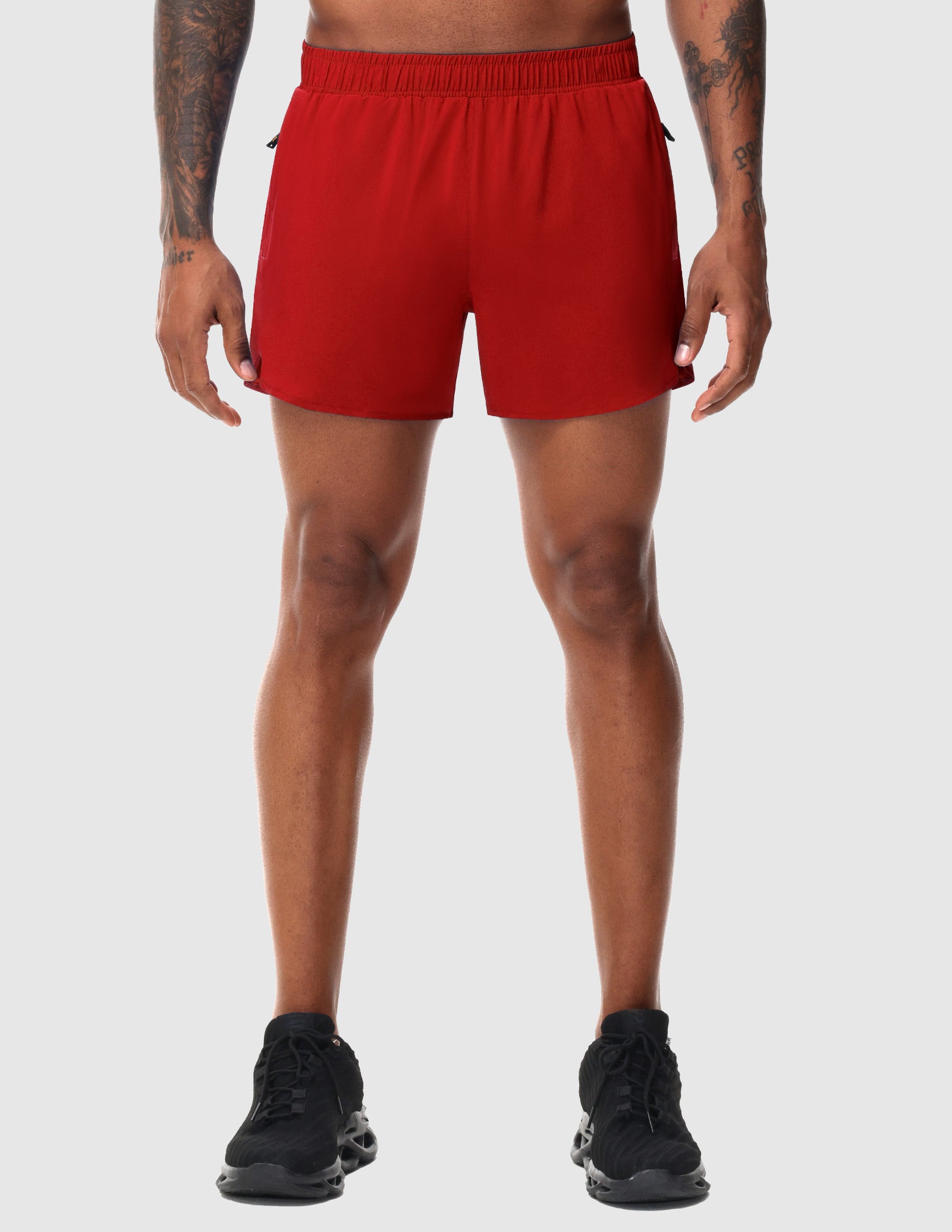 MIER Men's 3 Inch Dry Fit Running Shorts with Brief Liner Men's Shorts Red / XS