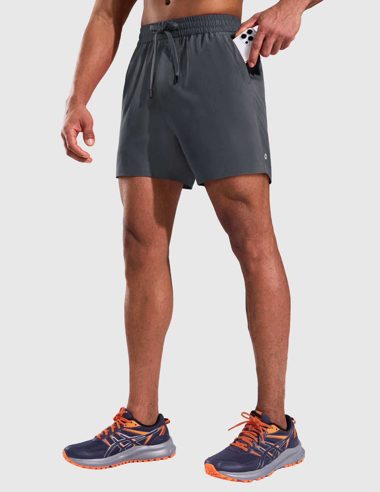 MIER 5" Running Gym Shorts for Men Quick Dry with Zipper Pockets Men's Shorts Dark Grey / XS