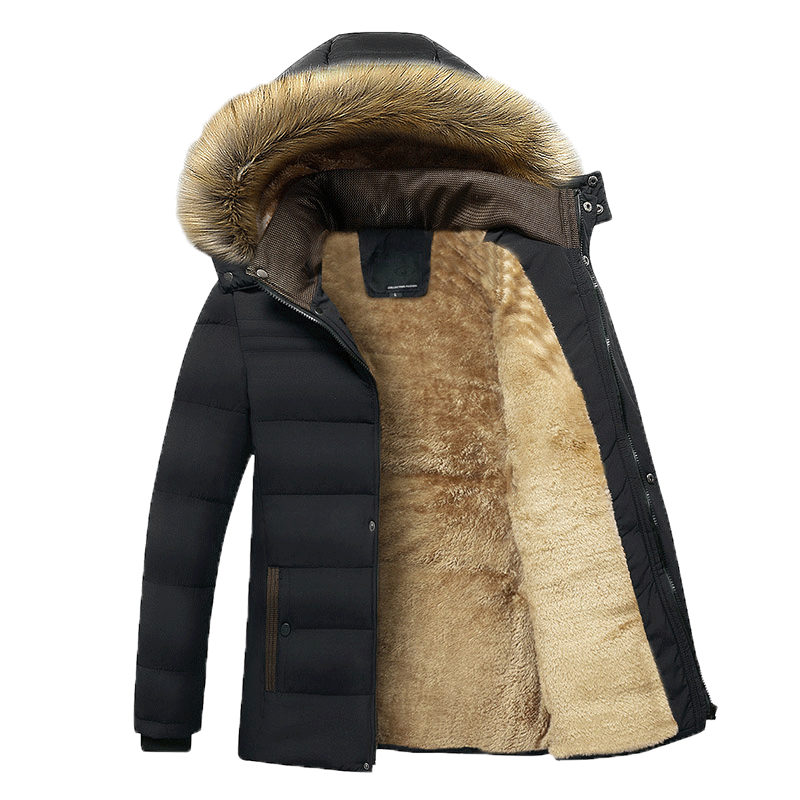 MIERSPORT Winter Warm Thick Fleece Parkas Men Waterproof Hooded Fur Co