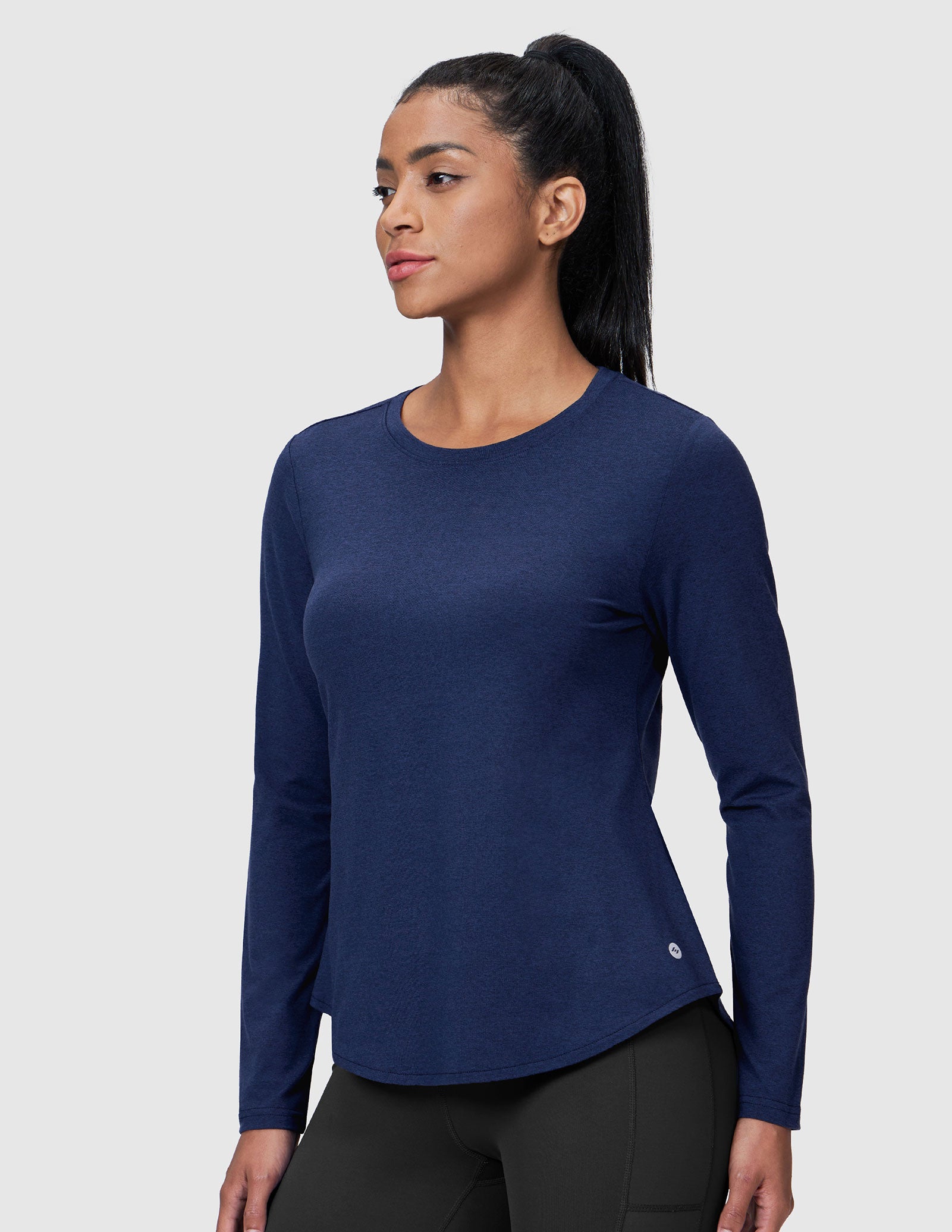 MIER Women’s Buttery Soft Long Sleeve Workout Dry Fit Tee Women Active Shirt Heather Navy / XS