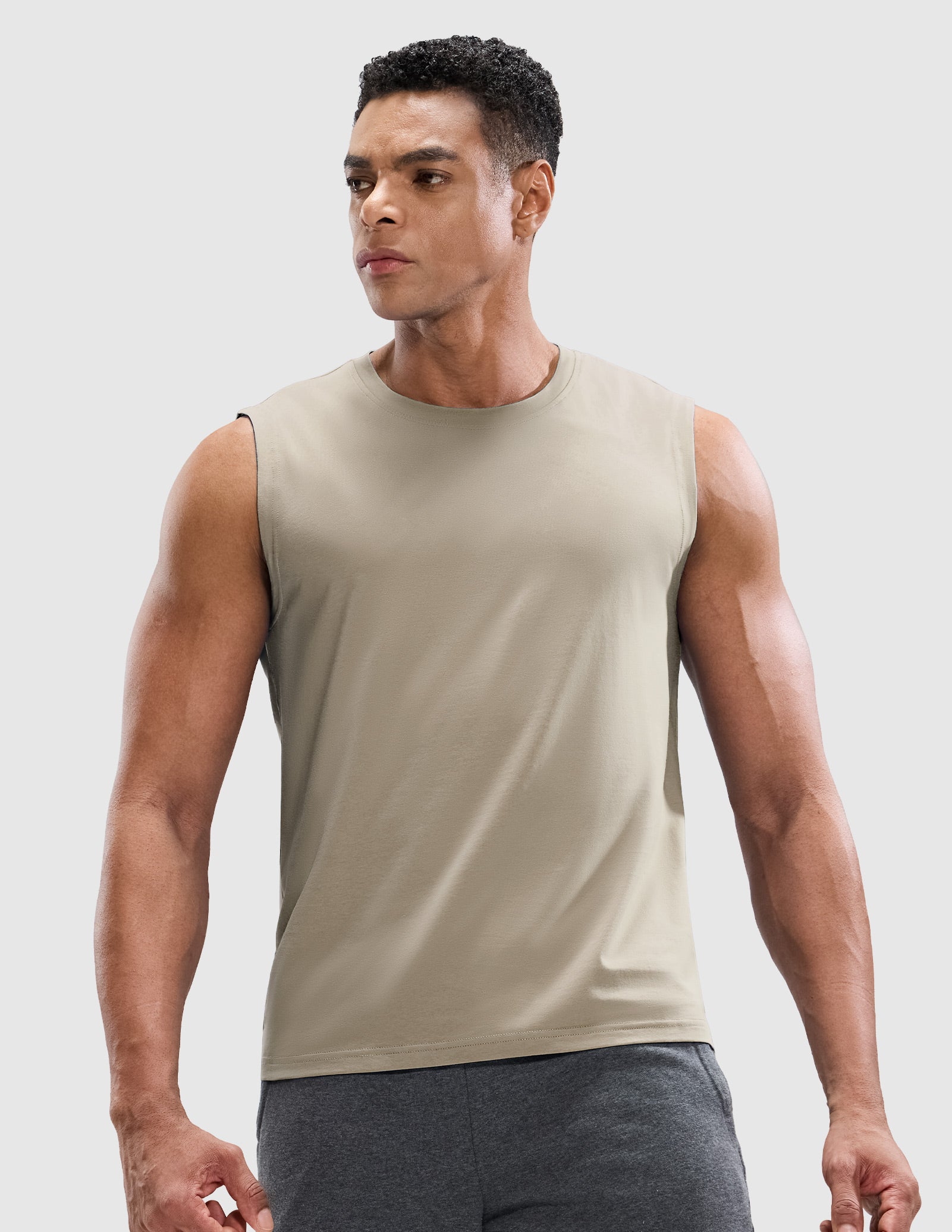 MIER Cotton Blend Running Tank for Men Stretchable and Moisture Wicking Men's Tank Top
