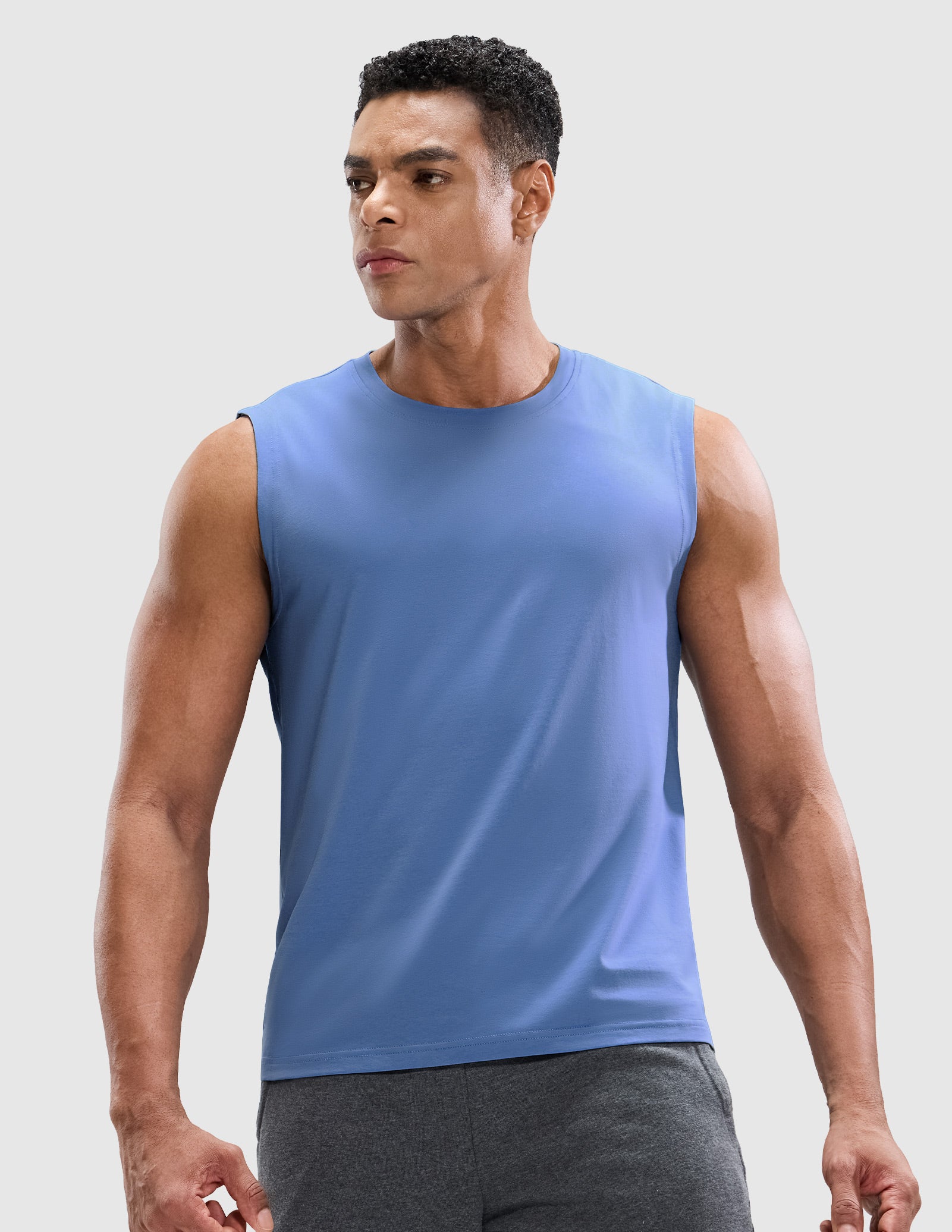 MIER Cotton Blend Running Tank for Men Stretchable and Moisture Wicking Men's Tank Top