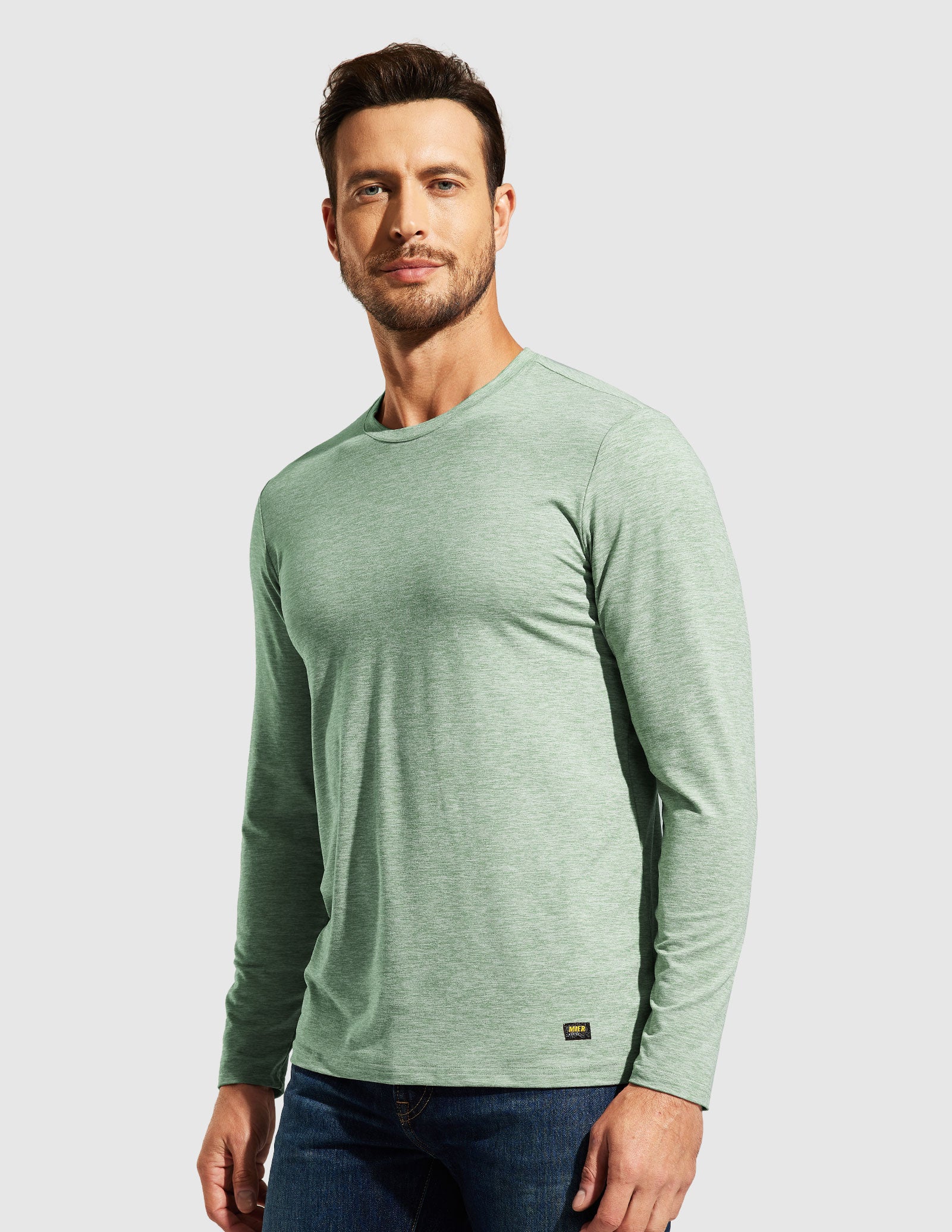 MIER Men’s Buttery Soft Long Sleeve Athletic Crew Neck Tee Men's Shirt Sage Green / S