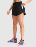 MIER Women’s 3” Gym Running Shorts Quick Dry with Mesh Liner & Zipper Pockets Women Shorts