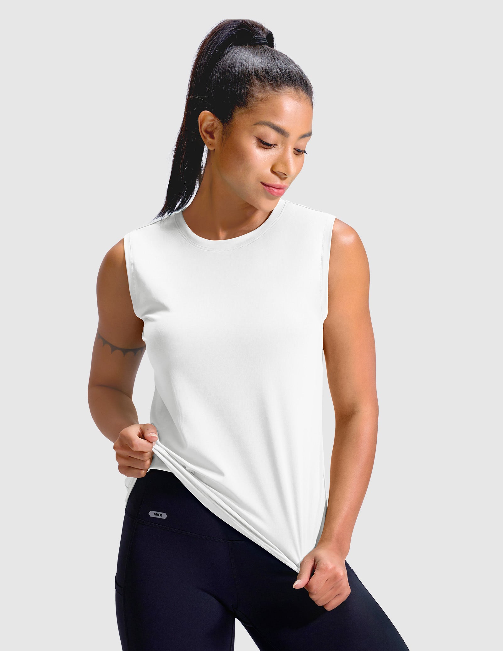 MIER Women’s Sleeveless Athletic Top Dry Fit UPF 50+ Running Workout Tank Women Tank Top