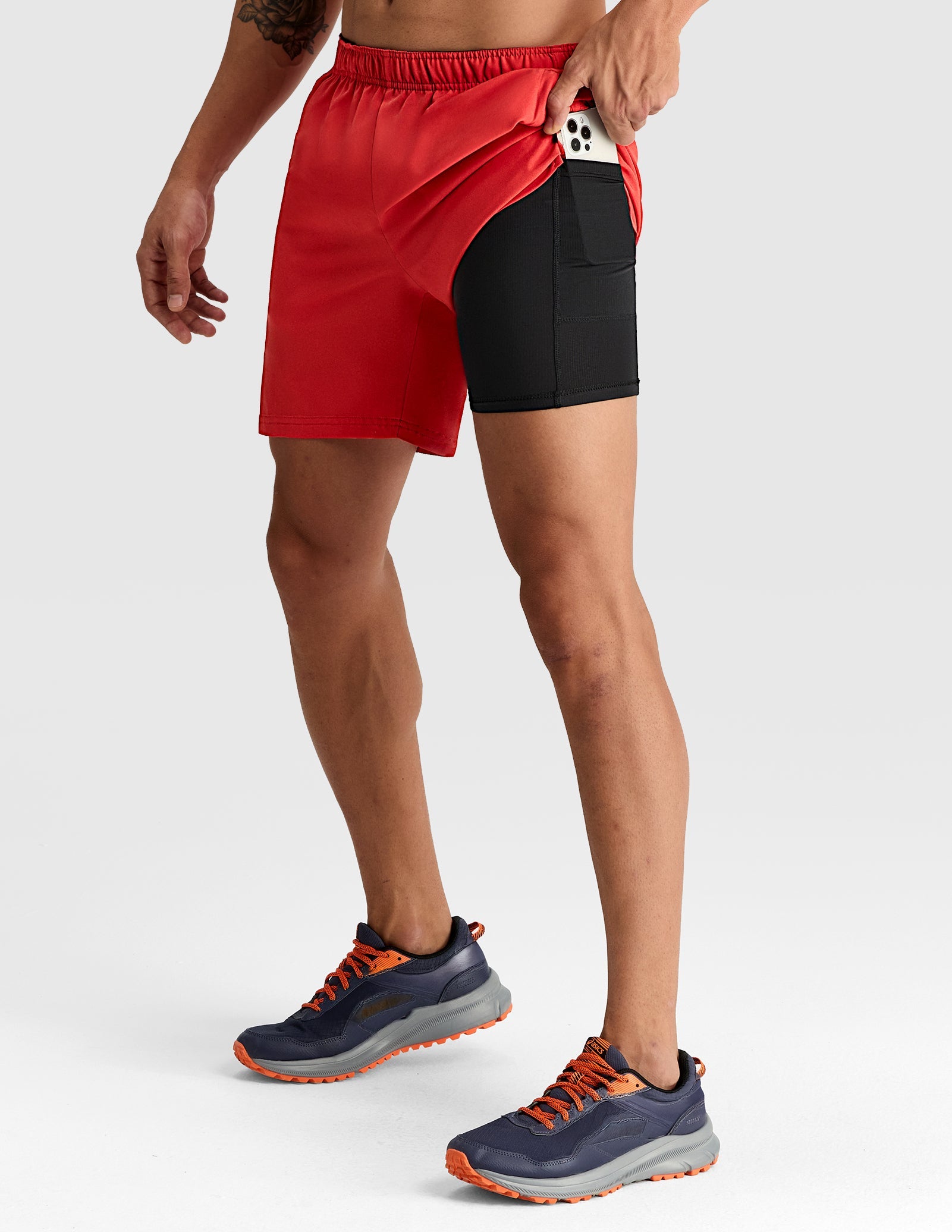 MIER Men's 7" 2-in-1 Running Shorts with Secure Zipper Pockets Men's Shorts