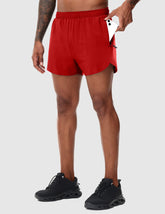 MIER Men's 3 Inch Dry Fit Running Shorts with Brief Liner Men's Shorts Red / XS