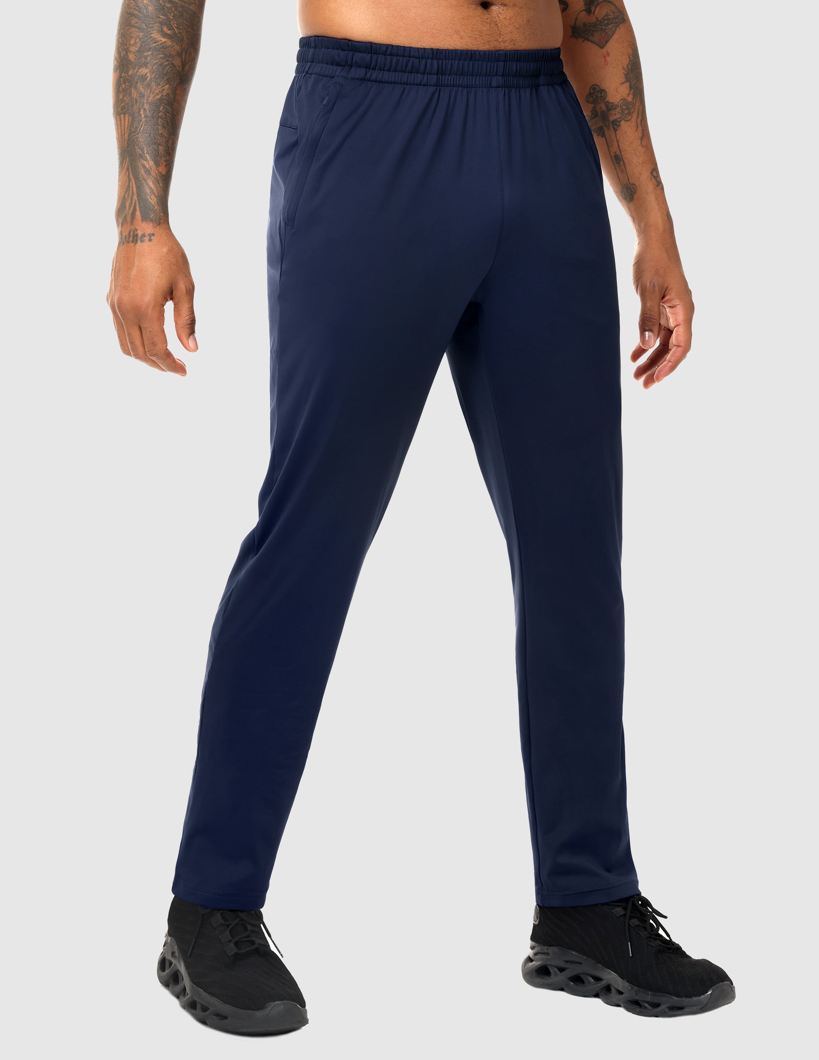 MIER Men’s Workout Sweatpants Lightweight Jogging Track Pants with 3 Zipper Pockets Men's Train Pants Navy / S