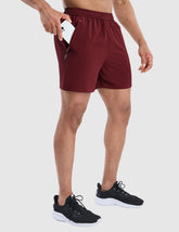 MIER Men's 5 Inch Dry Fit Running Shorts with Zipper Pockets Men's Shorts Maroon / S