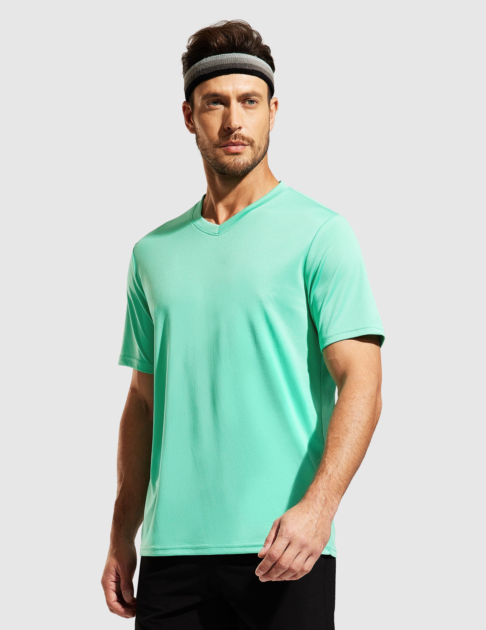 MIER Men's Dry Fit Performance Tees Eco Friendly and Moisture Wicking Men's T-Shirts Light Green / S