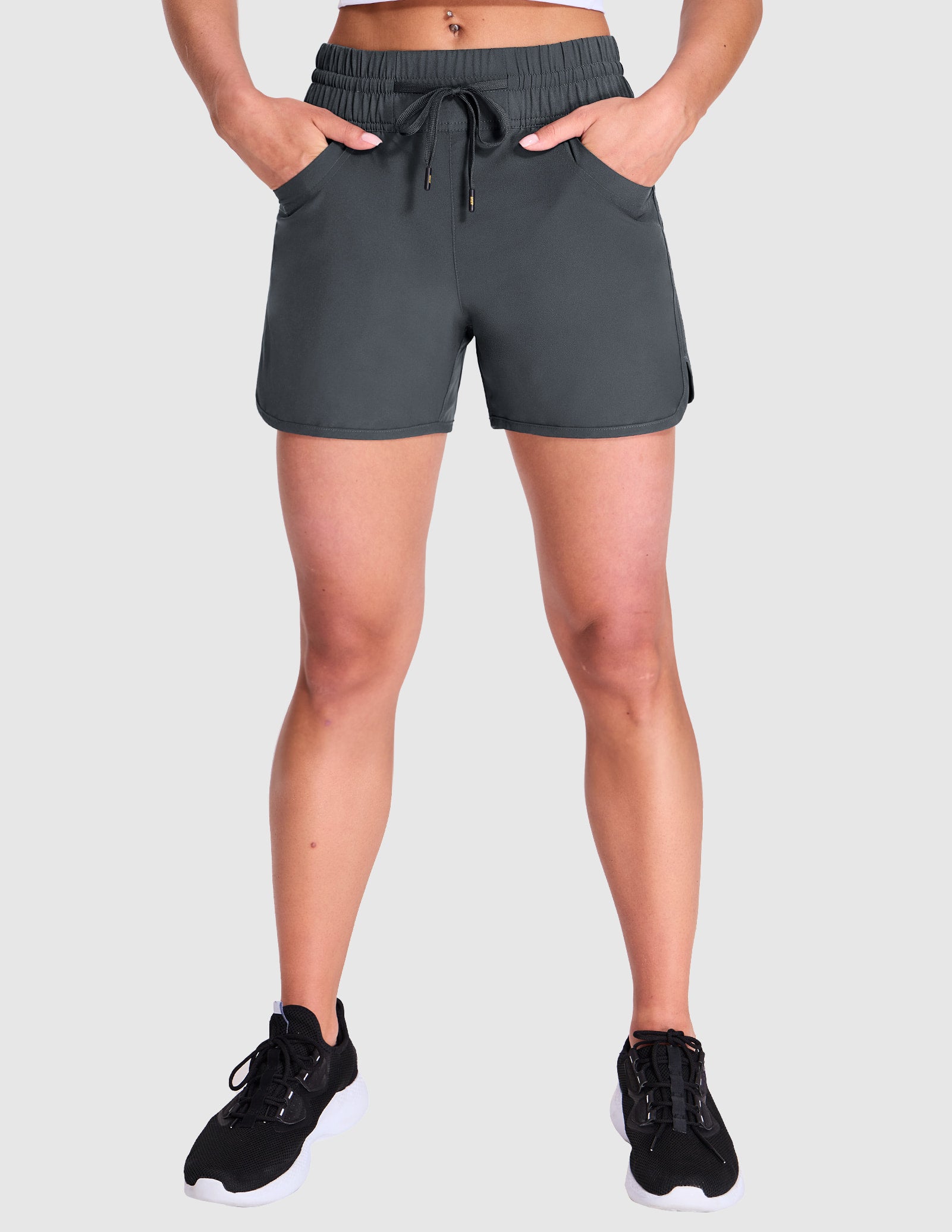 MIER Women's Quick Dry Running Shorts with Liner Women Shorts Grey / XS
