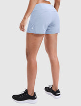 MIER Women's 2 in 1 Running Shorts with Liner and Zipper Pocket 3 Inch Women Shorts Light Blue / XS