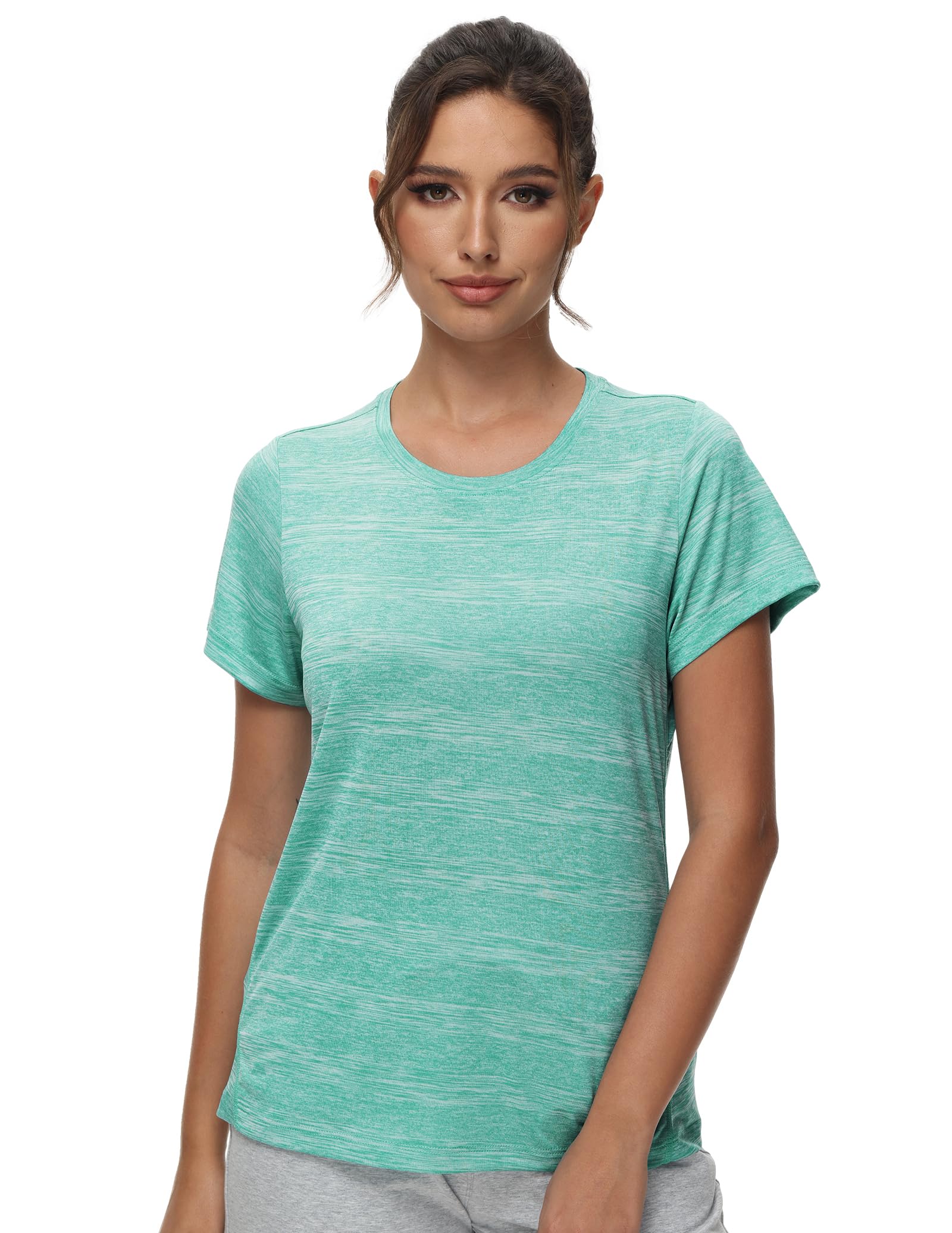 MIER Women's Performance Running Shirt, Moisture Wicking and Chafe Free Women Active Shirt