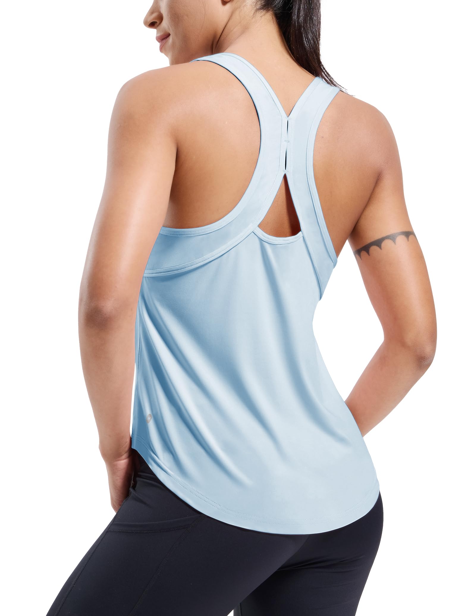 MIER Women's Sleeveless Tank with Open Back Perfect for Yoga and Running Women Tank Top