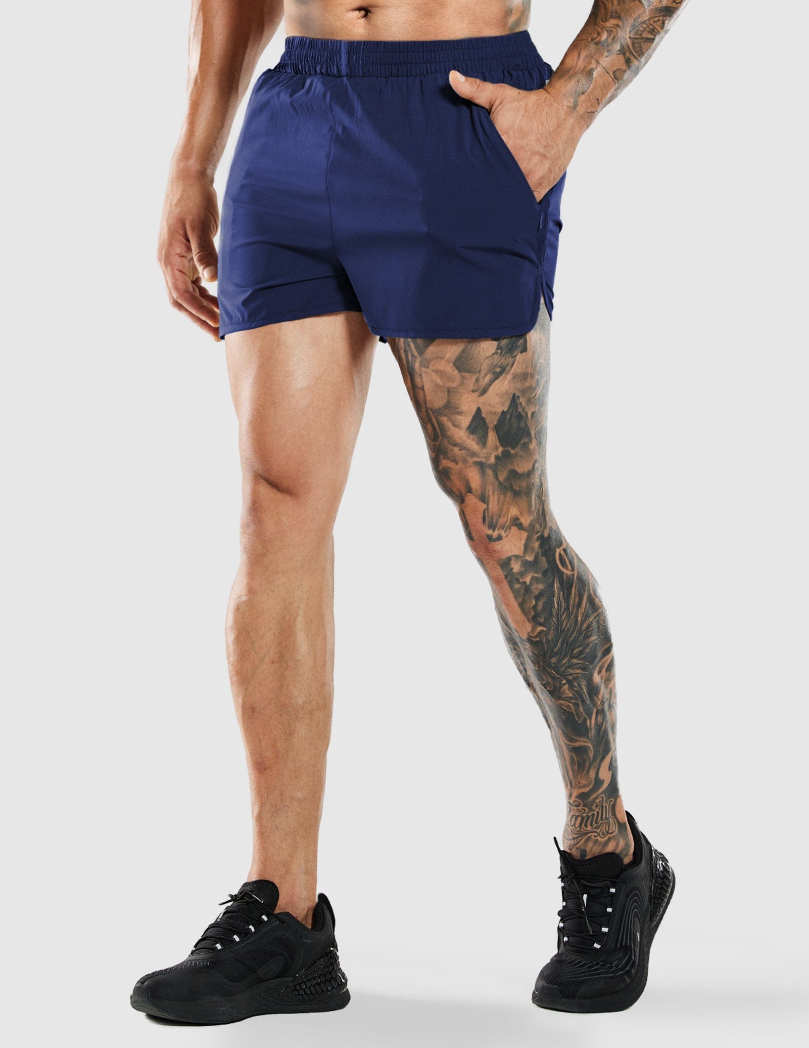 Men's 3 Inches Quick Dry Running Shorts with Liner Zip Pockets Men's Shorts MIER