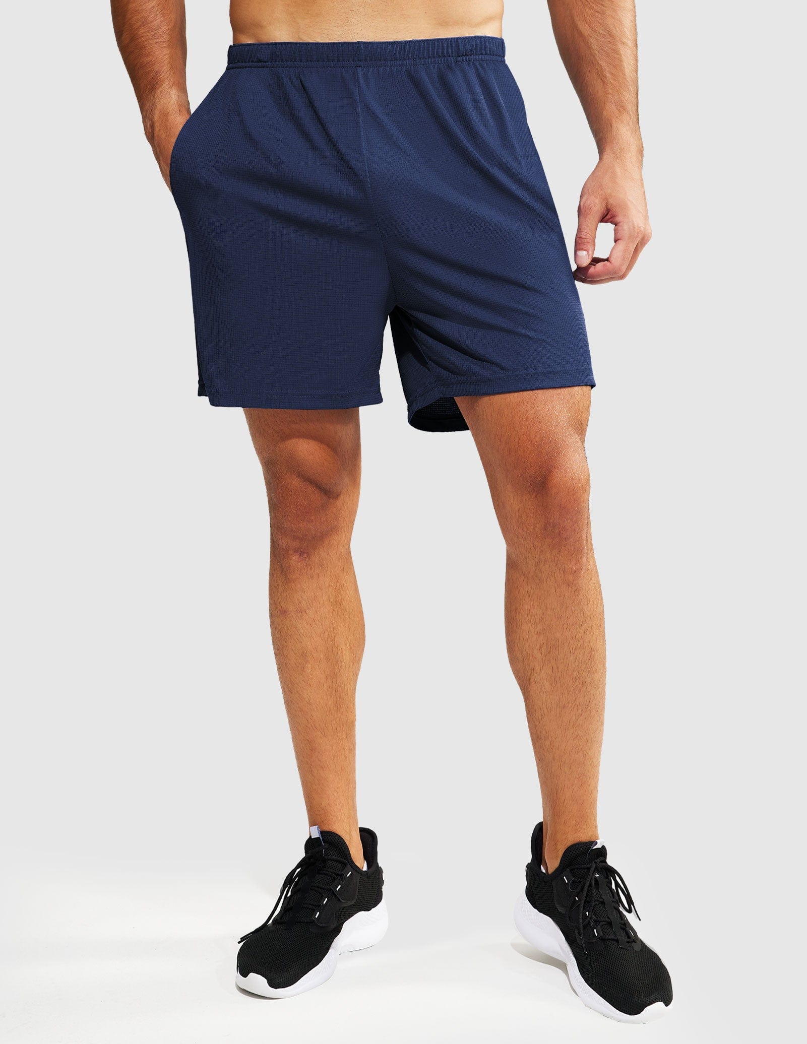 Men's 5-Inch Running Shorts Quick Dry with Pockets & Liner - Dark Blue / XS