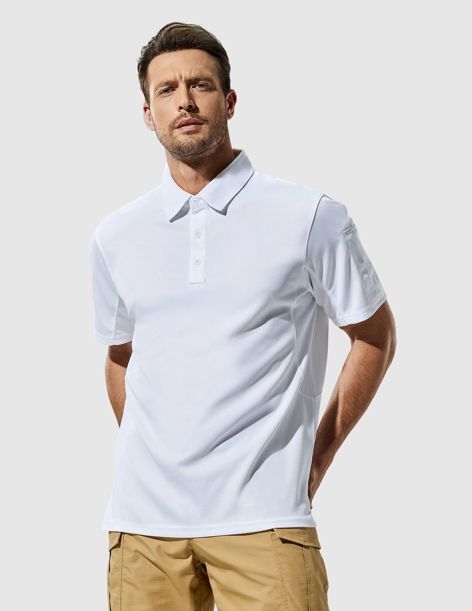 MIER Men's Tactical Polo Shirts Outdoor Collared Shirt Men Polo White / S