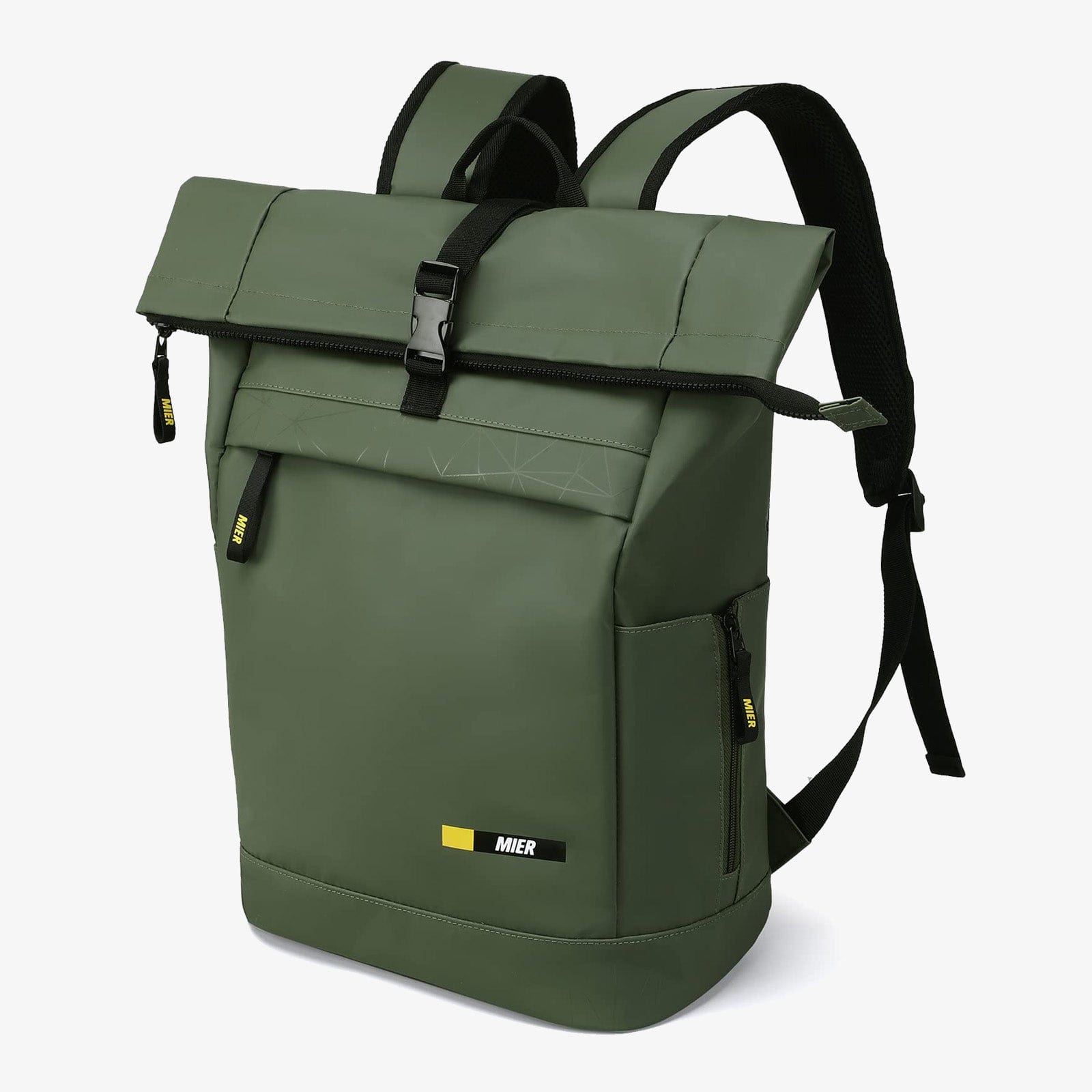 Roll-top Travel Backpack with Laptop Compartment - Green