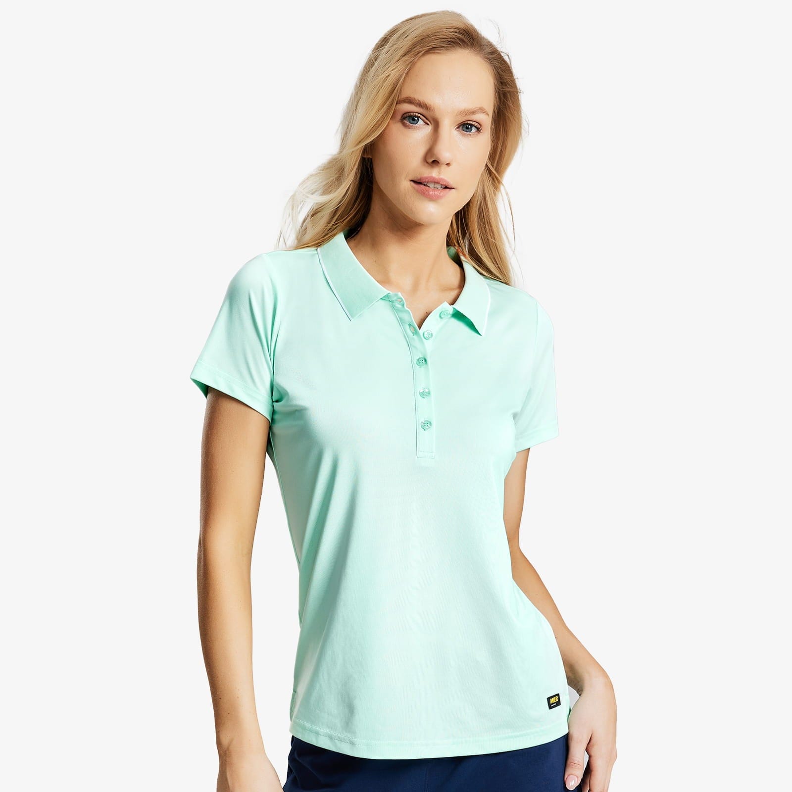 Women's Polo Shirts Moisture Wicking Collared Tshirts, Mint Green / M