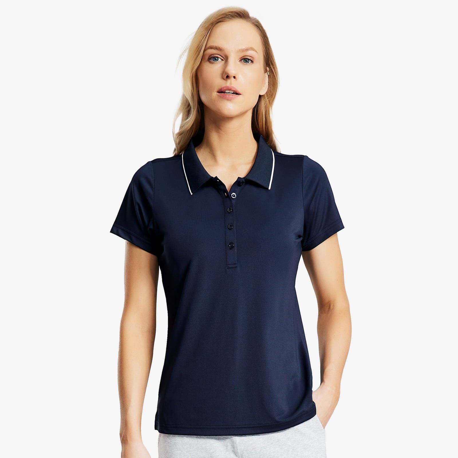 Women's Polo Shirts Short Sleeve Moisture Wicking Collared Tshirts Women Polo Navy / S MIER
