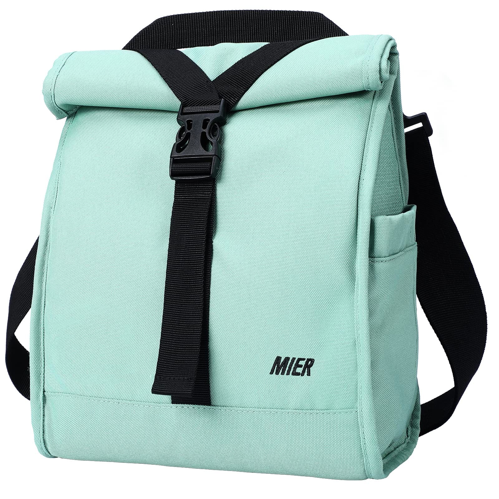 Insulated Lunch Bag Roll Top Lunch Box for Women Men, Green
