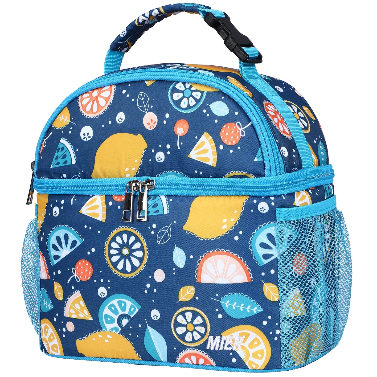 MIER Kids Lunch Bag Insulated Toddlers Lunch Cooler Tote, Blue Lemon