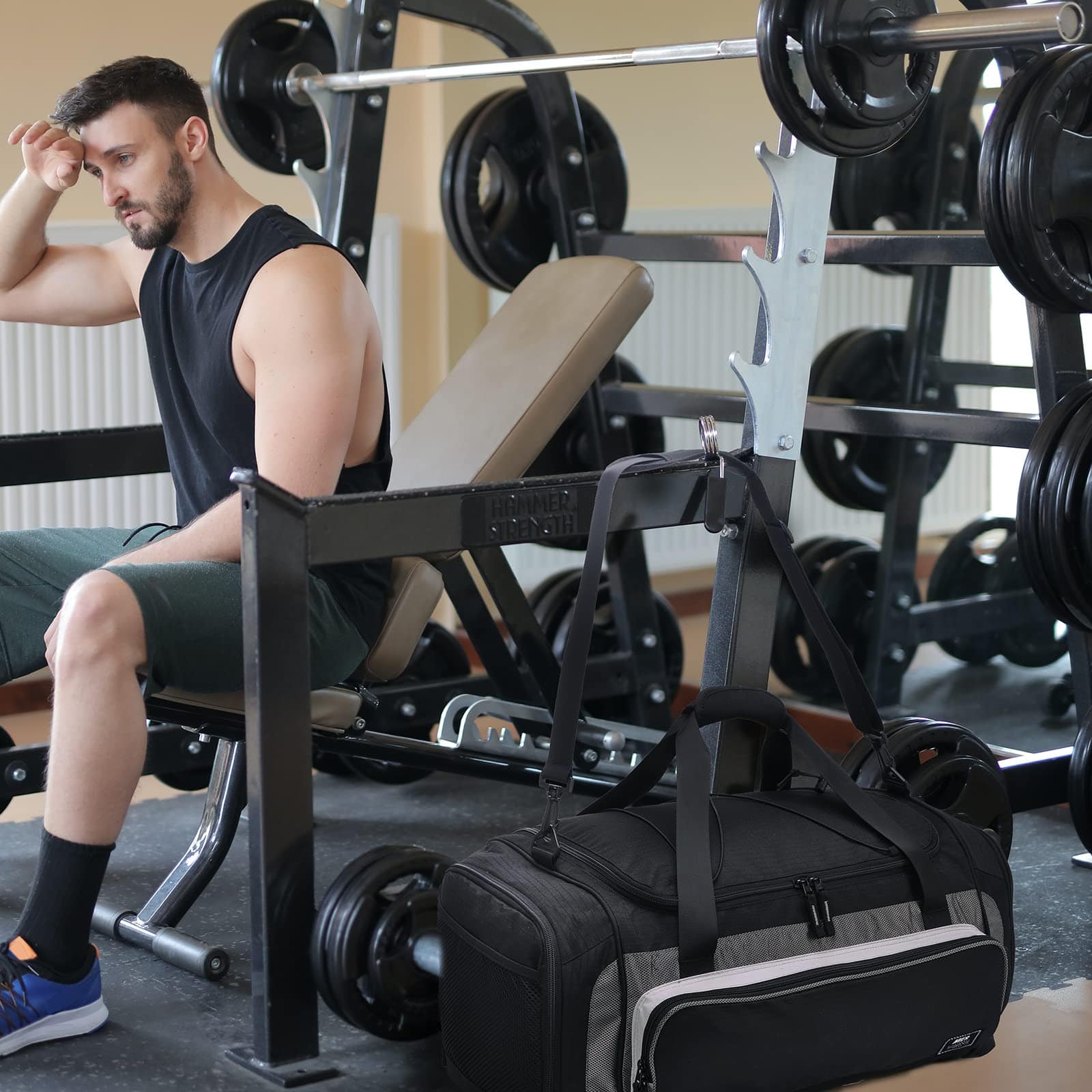 Large Sports Gym Bag Duffel Bag with Shoe Compartment, 60L Gym Duffel Bag MIER