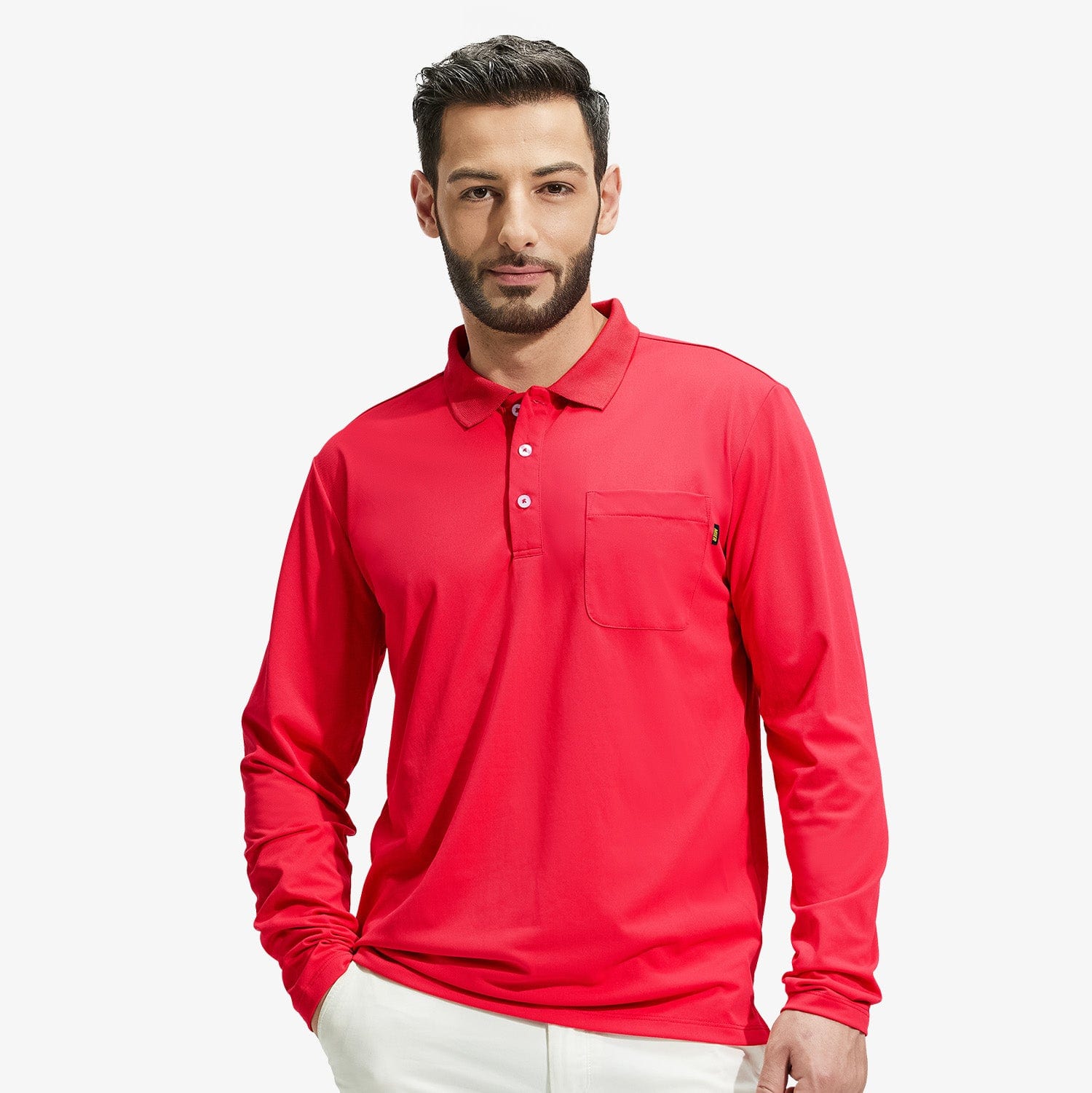 Men Long Sleeve Pocket Polo Shirt Quick Dry Collared Casual Shirt Men Polo MIER