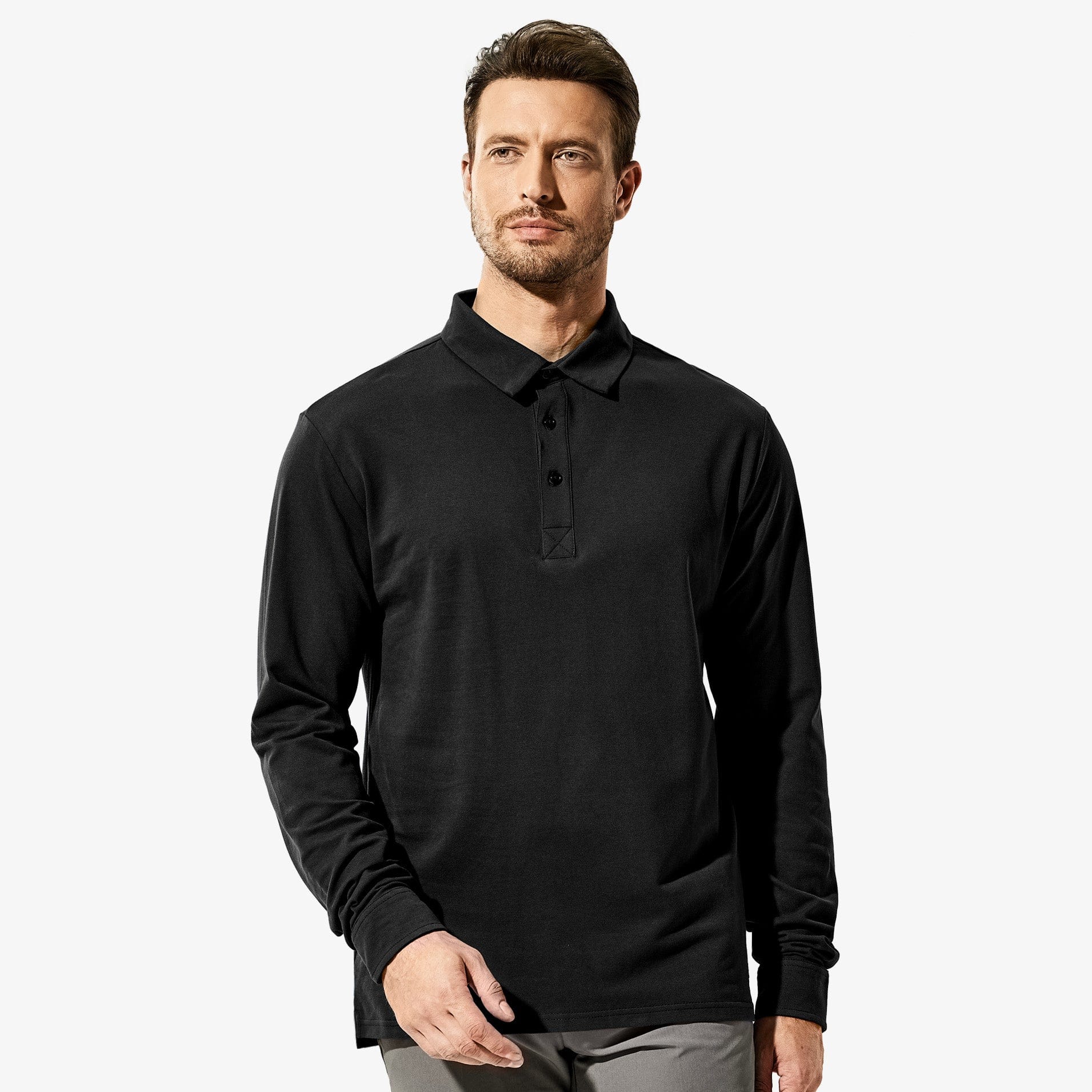 MIER Men Polo Shirts Regular-fit Collared Cotton Shirt