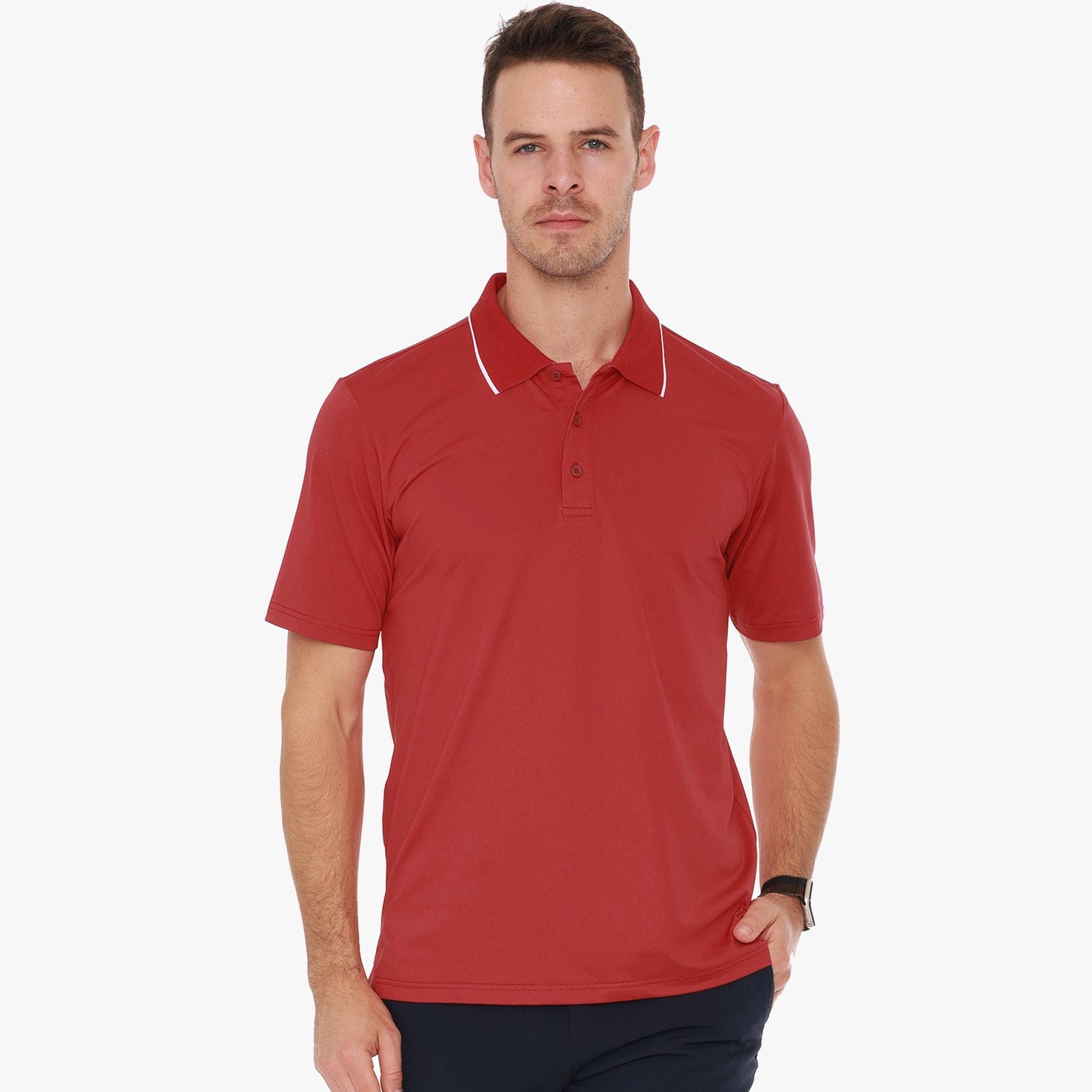 Men Polo Shirts Quick-Dry Short Sleeve Golf Shirt Dual Tipped Collar Men Polo MIER
