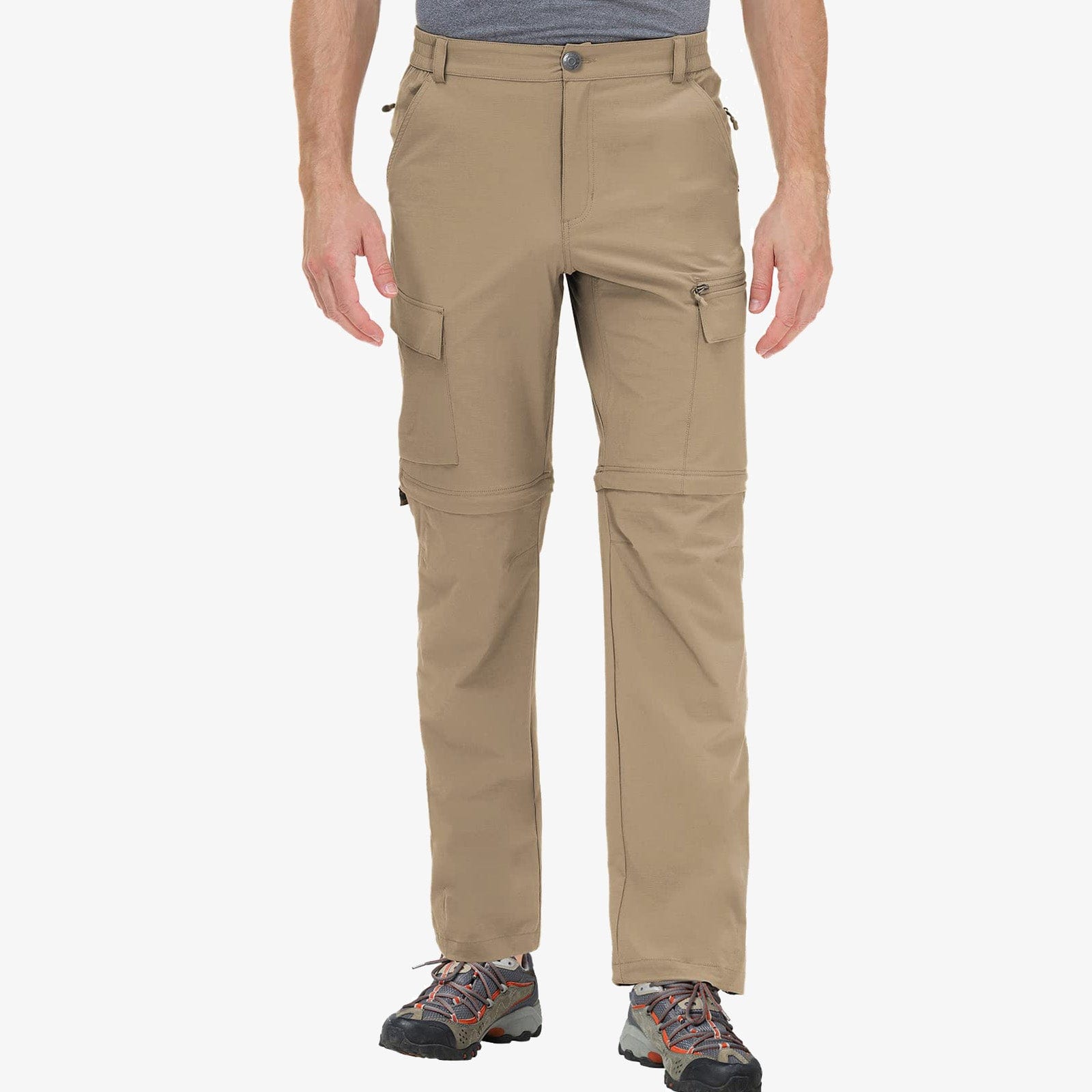 Mier Men's Convertible Hiking Pants Zip Off Quick Dry Cargo Pants, Khaki / 32