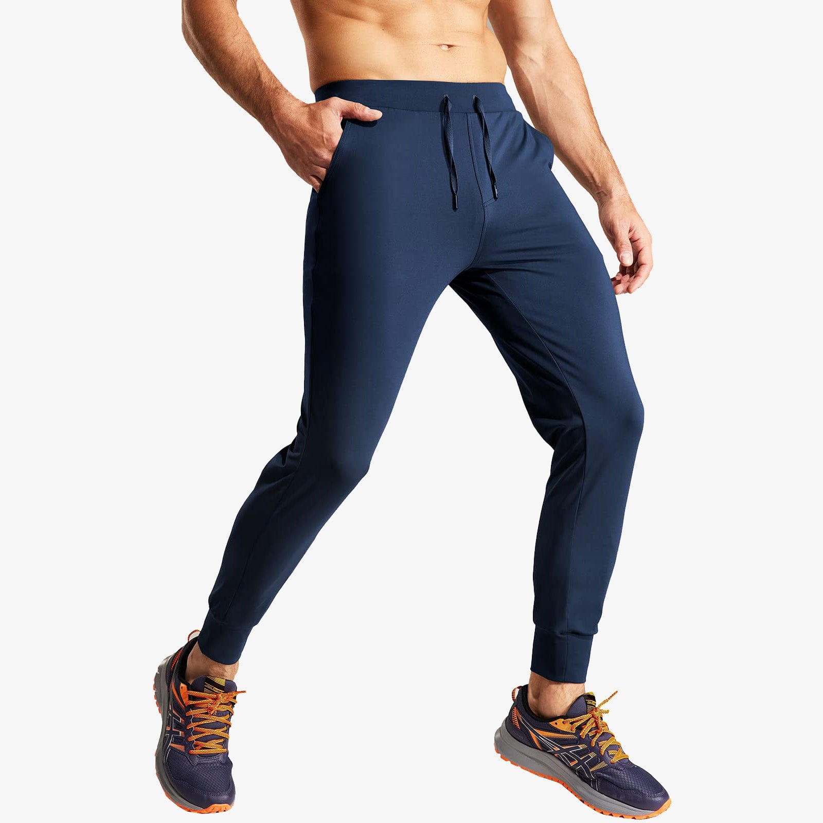 Men's Jogger Sweatpants Slim Fit Nylon Stretch Athletic Pants - Navy / S