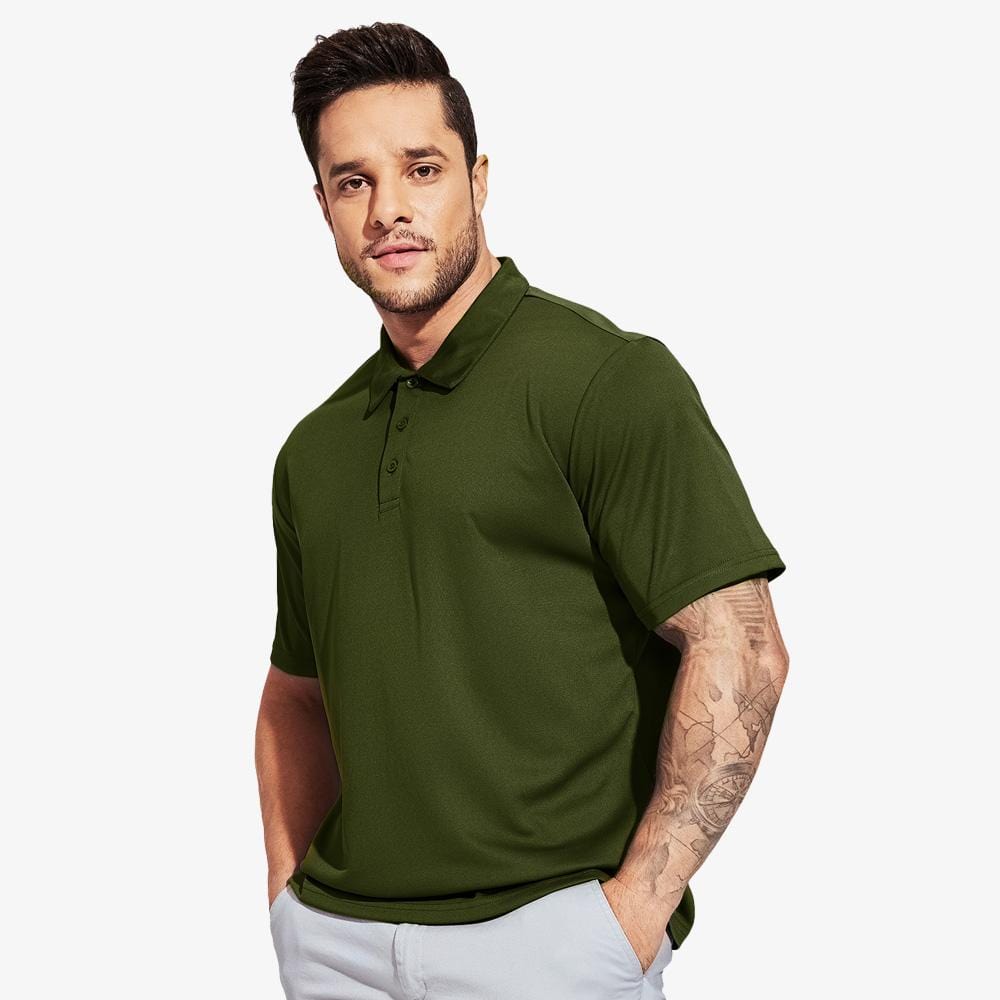 Men's Quick Dry Polo Shirts Polyester Casual Collared Shirts Short Sleeve S / Green MIERSPORTS