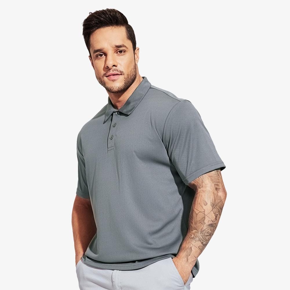 Men's Quick Dry Polo Shirts Polyester Casual Collared Shirts Short Sleeve S / Light Grey MIERSPORTS