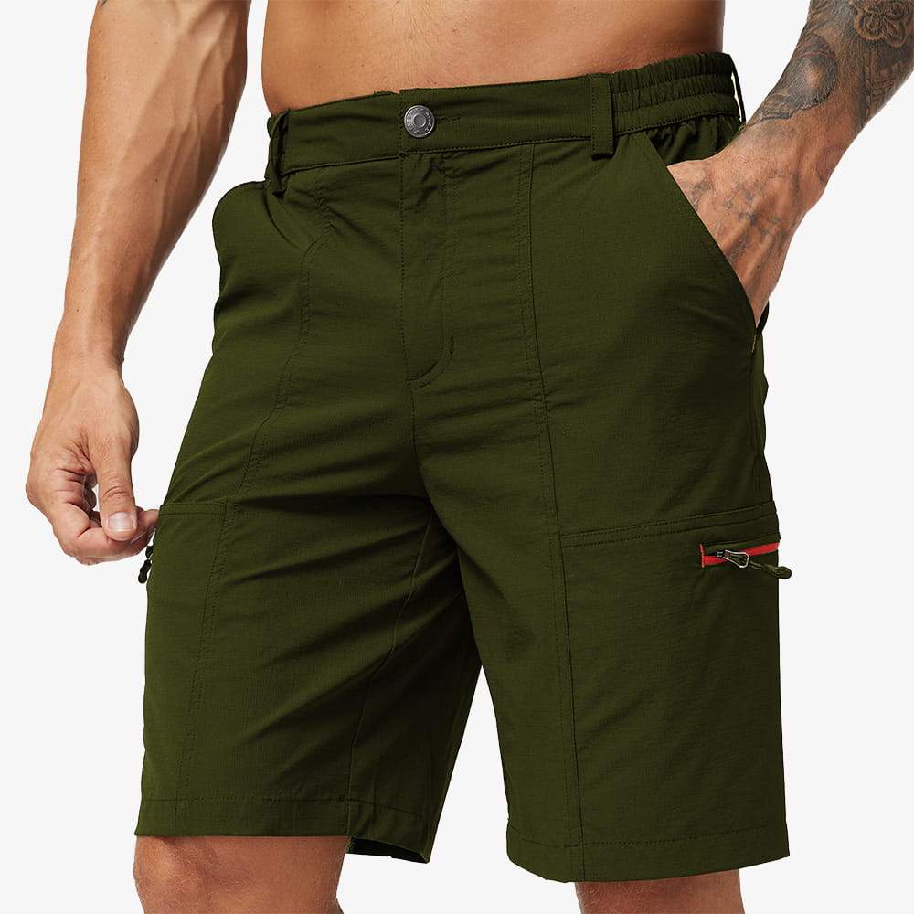 Men's Hiking Cargo Shorts Quick Dry Nylon Shorts - Army Green / 32