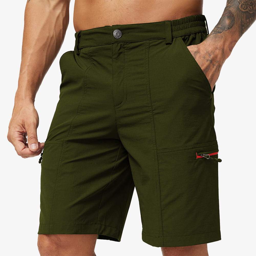 Men Plus Size Cargo Shorts Solid Color 5 Inch Pants Casual Elastic