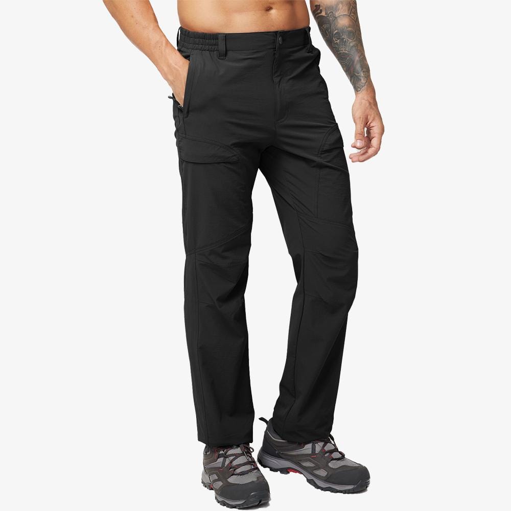 Men's Hiking Pants Ripstop Nylon Stretchy Cargo Pants - Black / 30