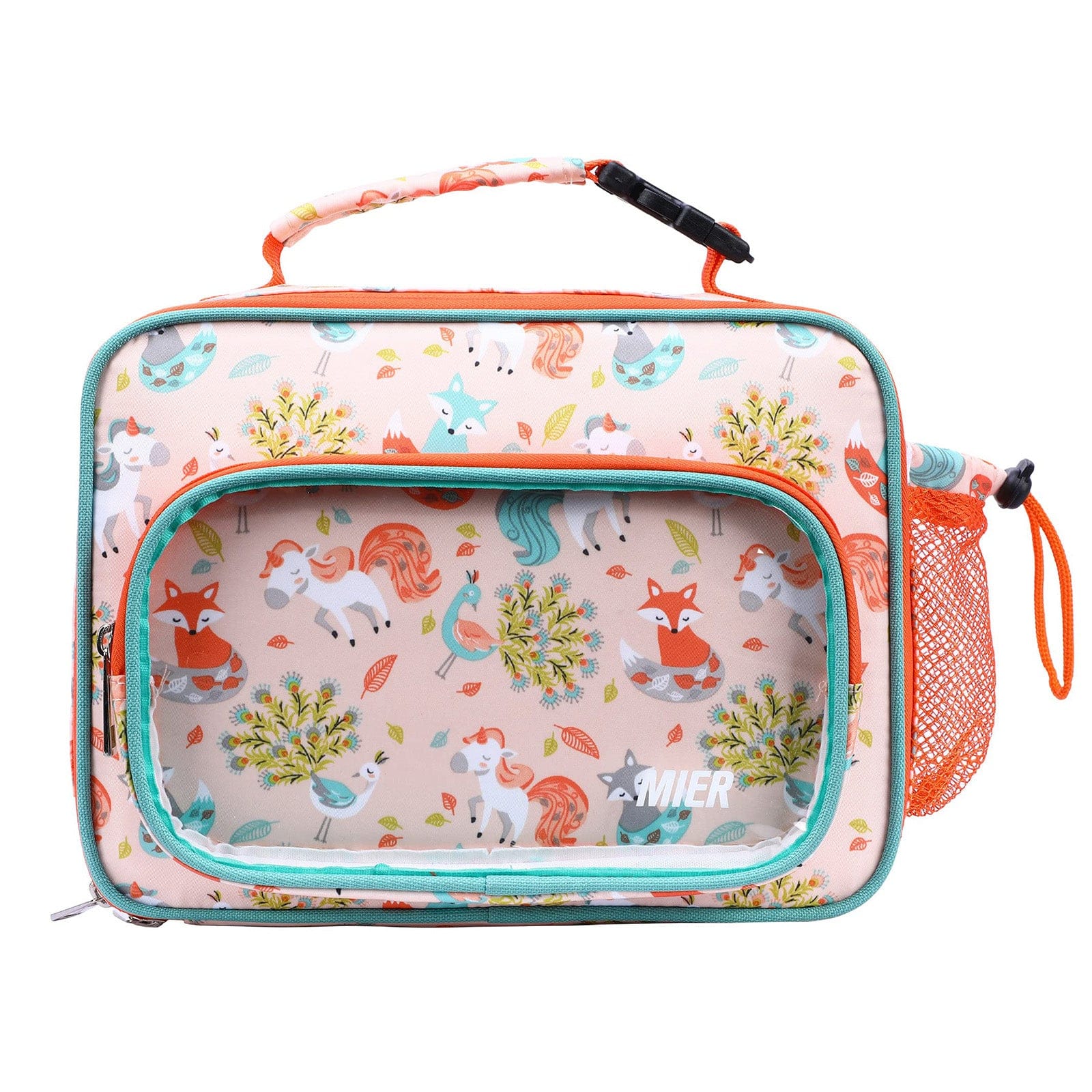 MIER Lunch Bags for Kids Cute Insulated Lunch Box Tote, Orange Unicorn Fox