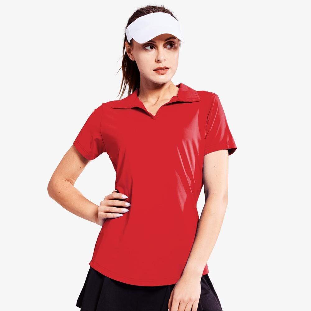 MIER Women's Golf Polo Shirts Collared V Neck Short Sleeve Tennis Shirt Red / S MIERSPORTS