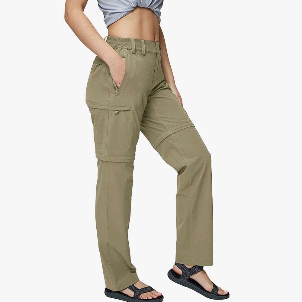 Mier Women's Convertible Hiking Pants Lightweight Stretch Cargo Pants, Rock Grey / 4