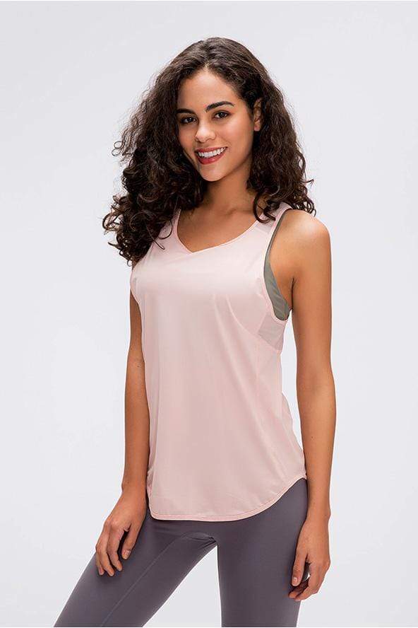 MIERSPORT Women's Yoga Shirts Short Sleeve Gym Tank Tops - Champagne / 4