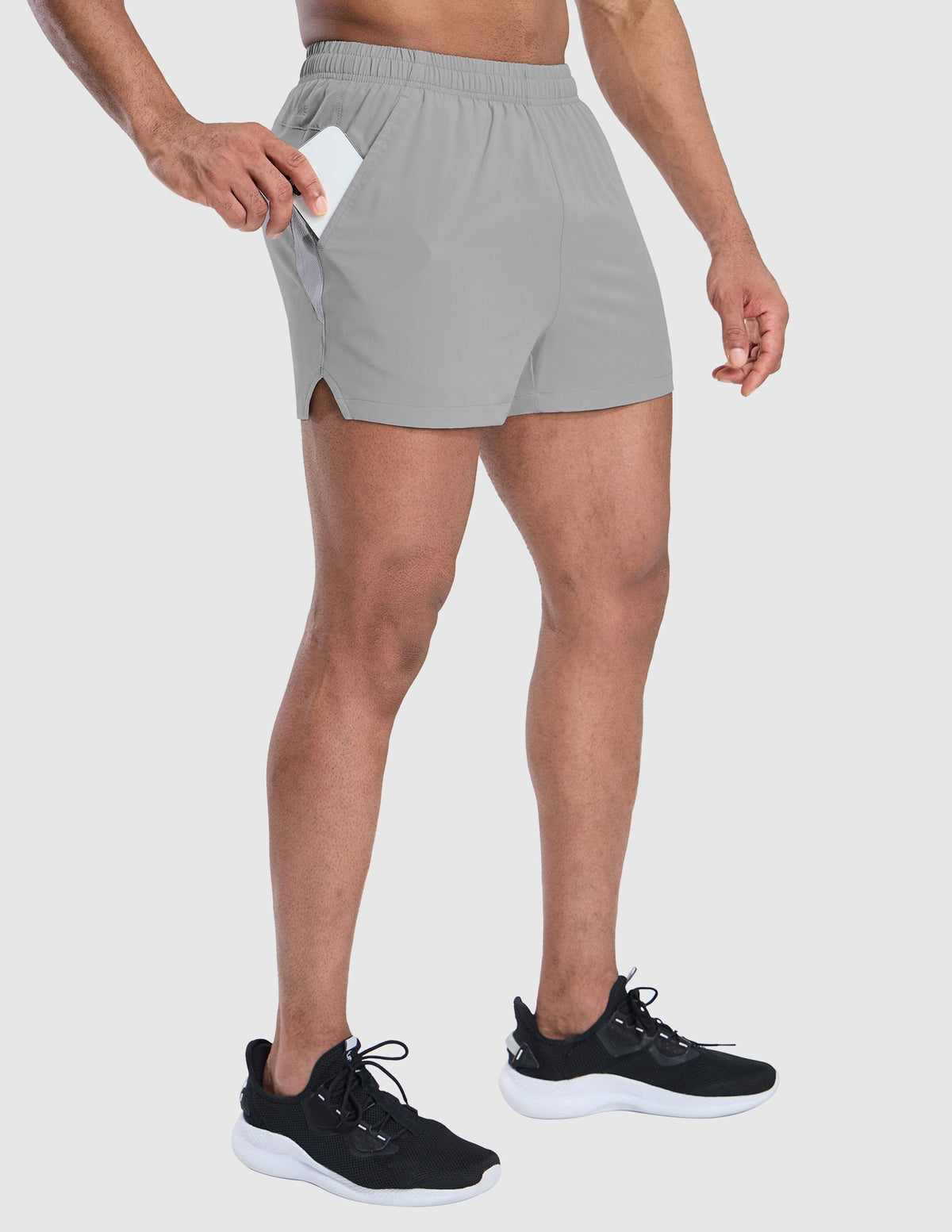 MIER Men's 3 Inch Running Shorts with Liner and Pockets Men's Shorts Light Grey / XS